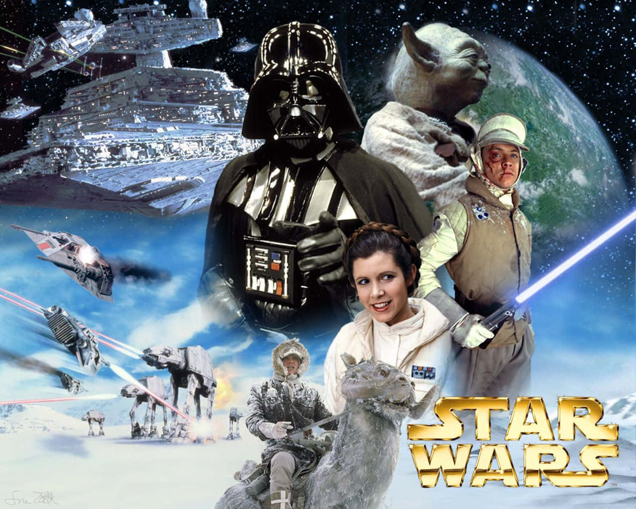 A Battle of Star Wars Character Lightsabers Wallpaper