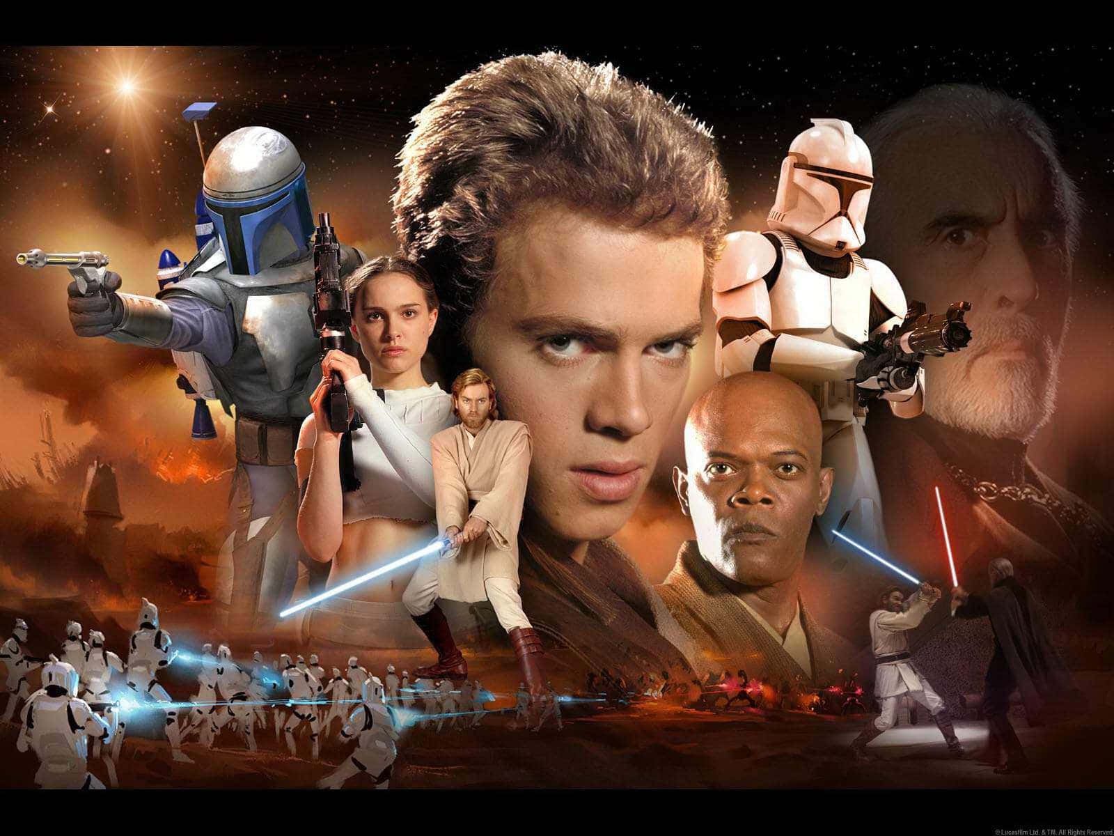 Unicónico Grupo De Personajes De Star Wars Fondo de pantalla