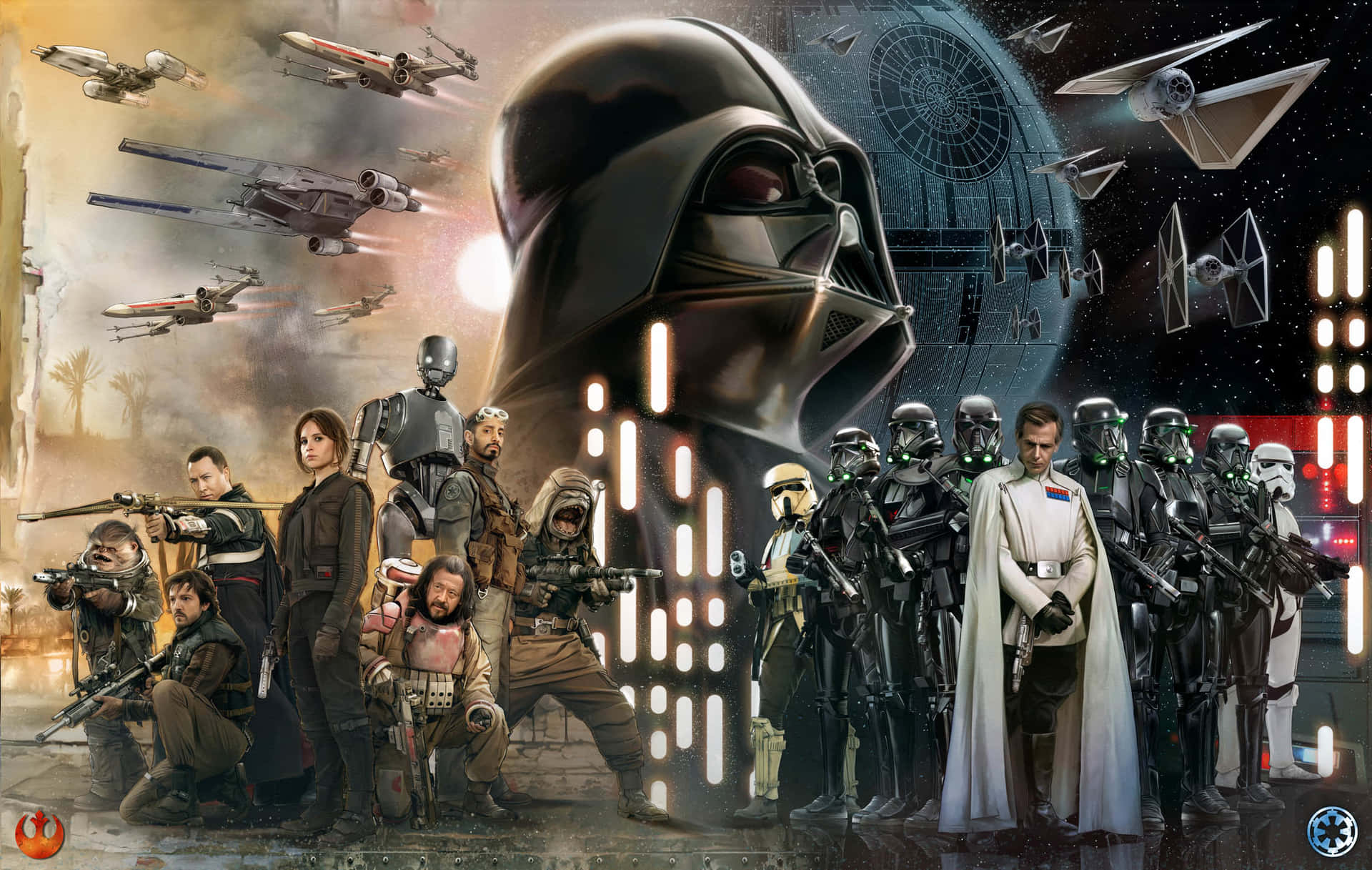 Bildpå Luke Skywalker Och Star Wars-figurer Wallpaper