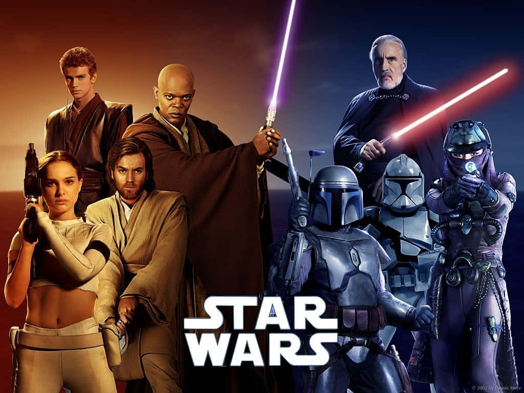 En kraftig samling af ikoniske Star Wars-karakterer. Wallpaper