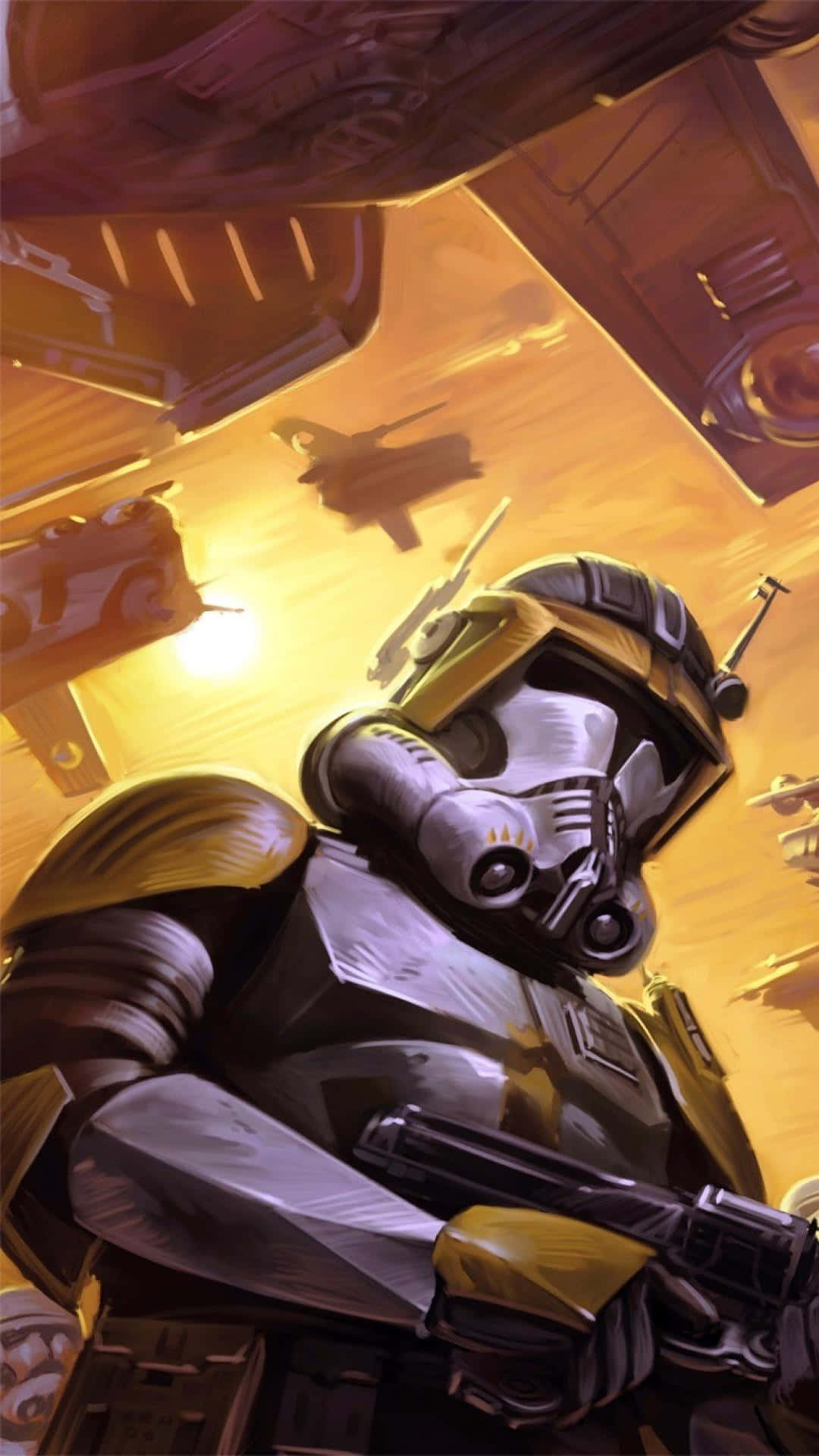 Einereihe Von Star Wars Clone Troopern Marschiert In Die Schlacht. Wallpaper