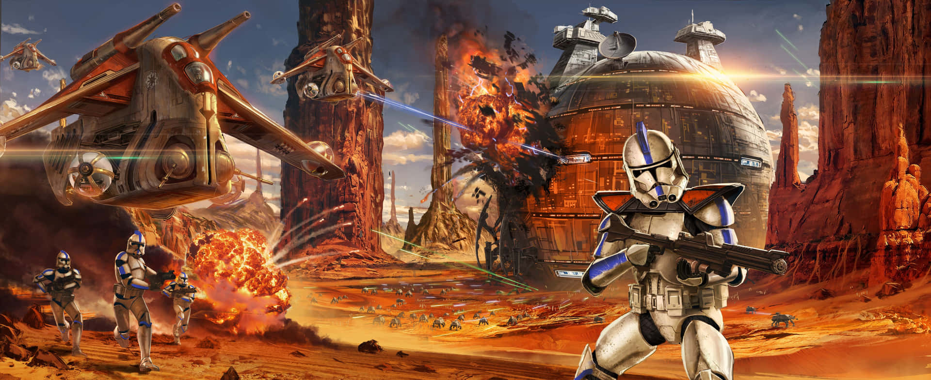 Star Wars Clone Troopers Desert Battle Background