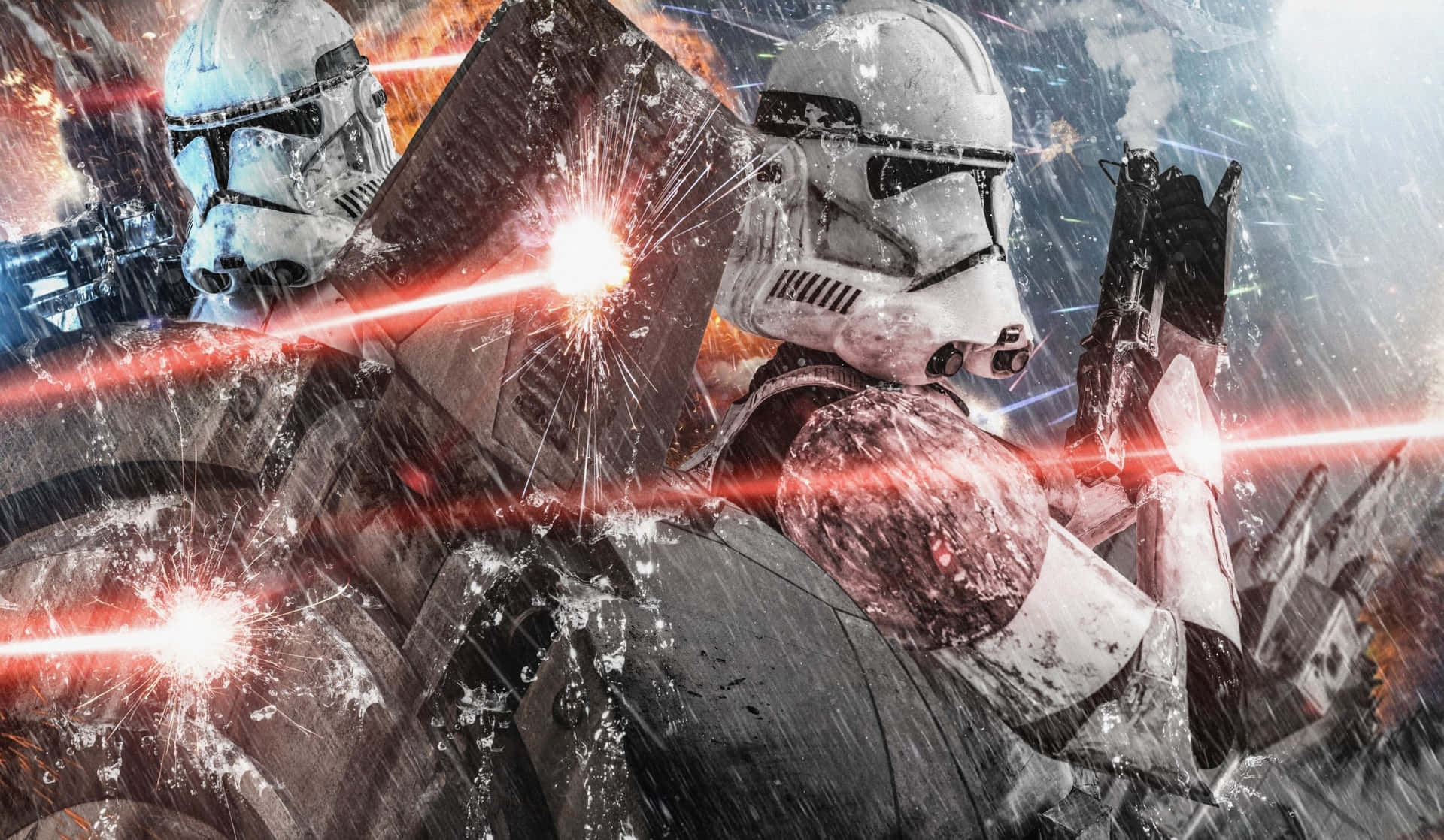 Star Wars Clone Troopers Laser Fight Background
