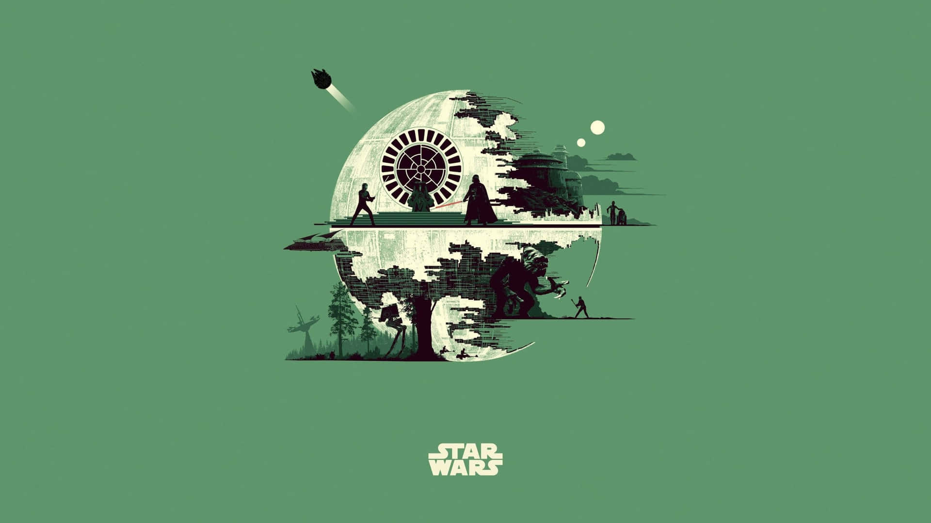 Star Wars Death Star Silhouette Art Wallpaper
