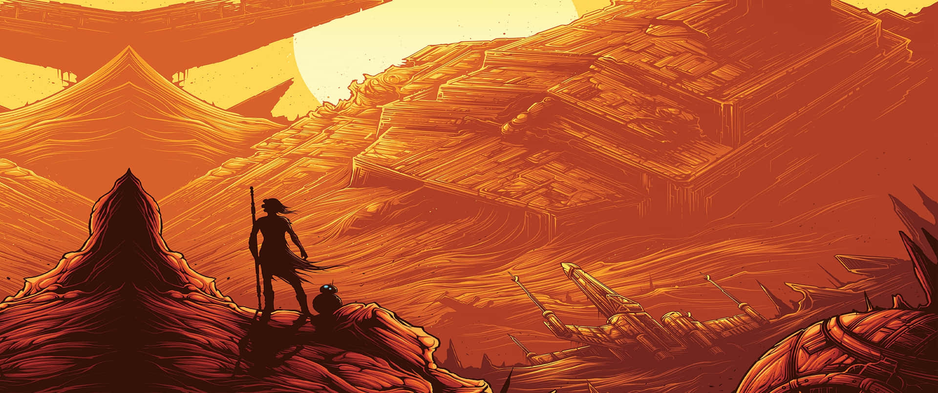 Star Wars Desert Watchtower Ultra Wide Wallpaper