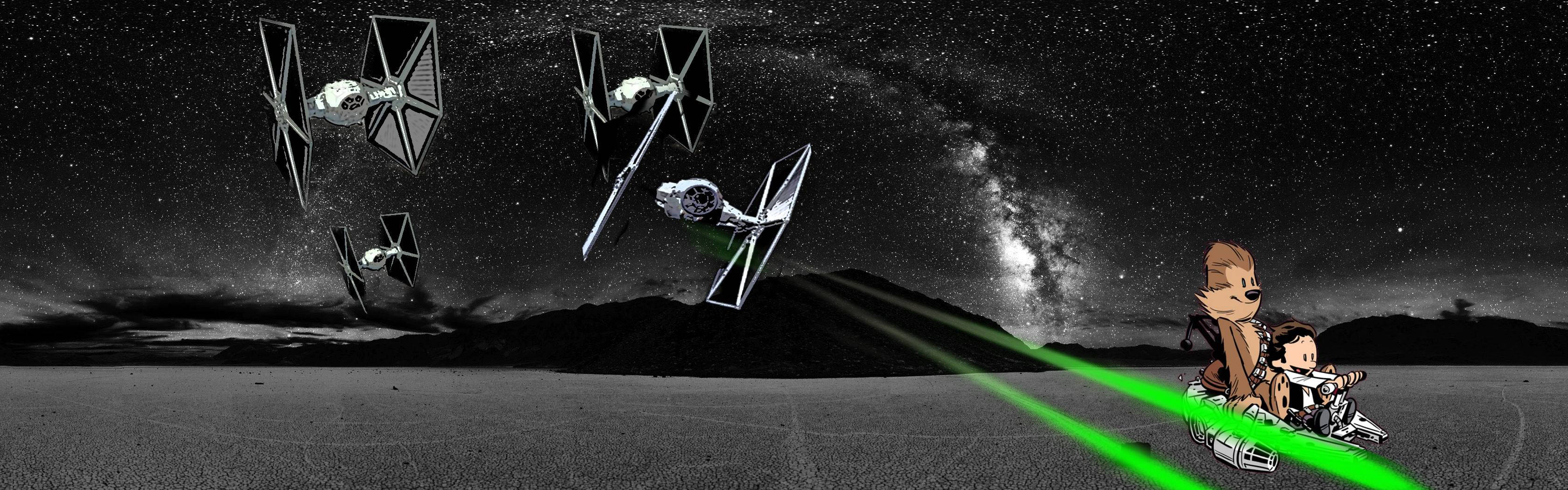 Star Wars Zweiseitiger Bildschirm Calvin Und Hobbes Wallpaper