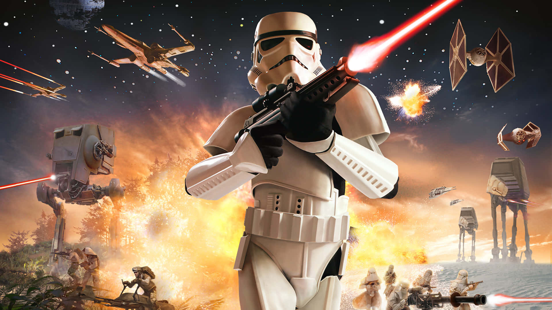 Intense Star Wars Battle Scene in Stunning Video Game Graphic Wallpaper