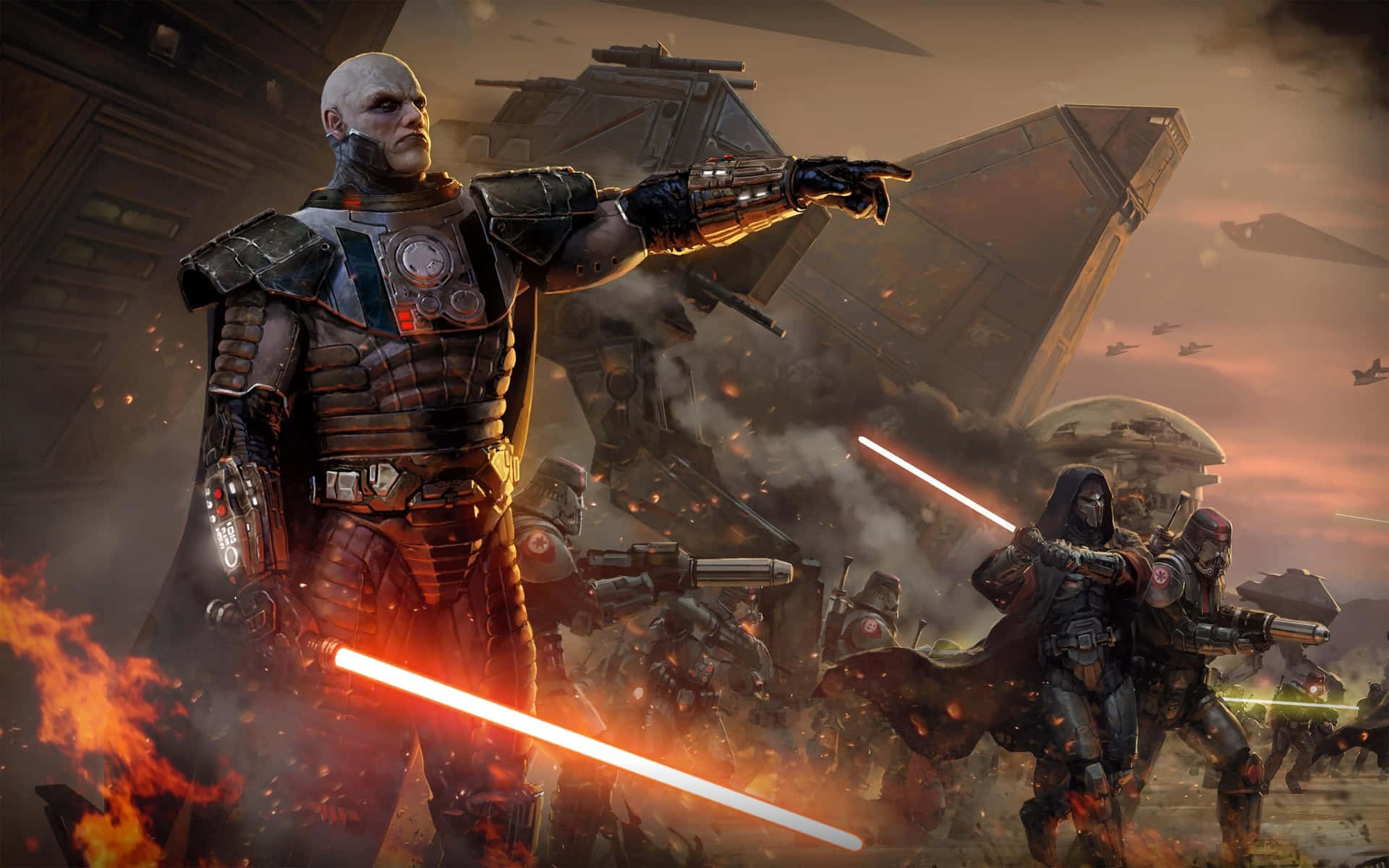 Intense Galactic Battle in Star Wars Game Wallpaper