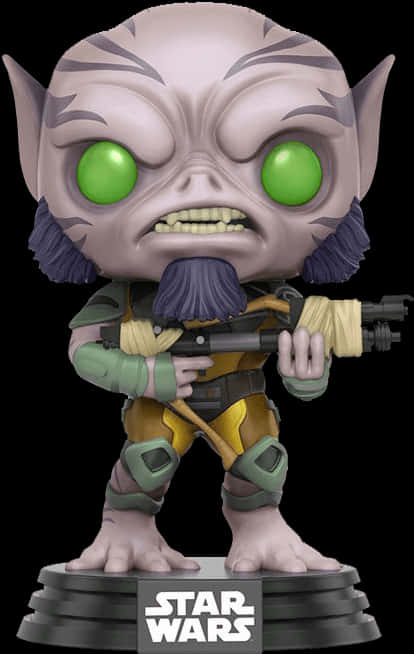 Star Wars Green Eyed Alien Figurewith Blaster PNG