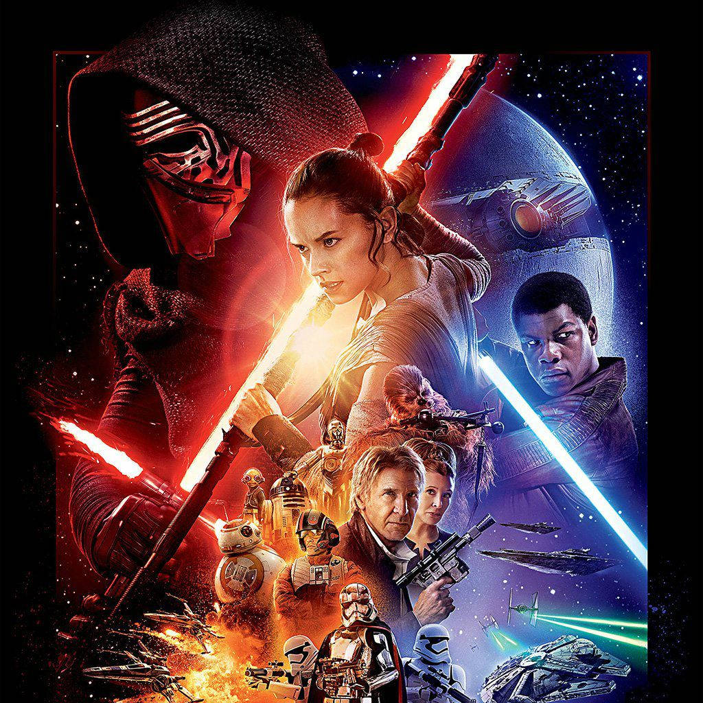 Star Wars Ipad Force Awakens Tapeter: En tapet, der fejrer den nye Star Wars-film Force Awakens på din iPad! Wallpaper