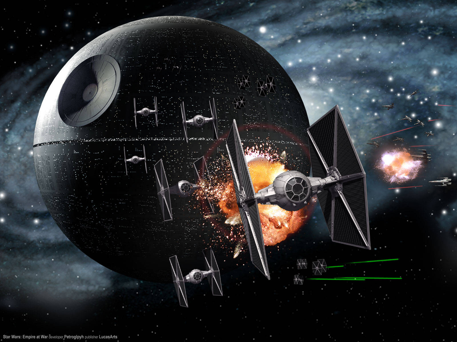 Death Star And Tie Fighters From Star Wars Landscape Wallpaper