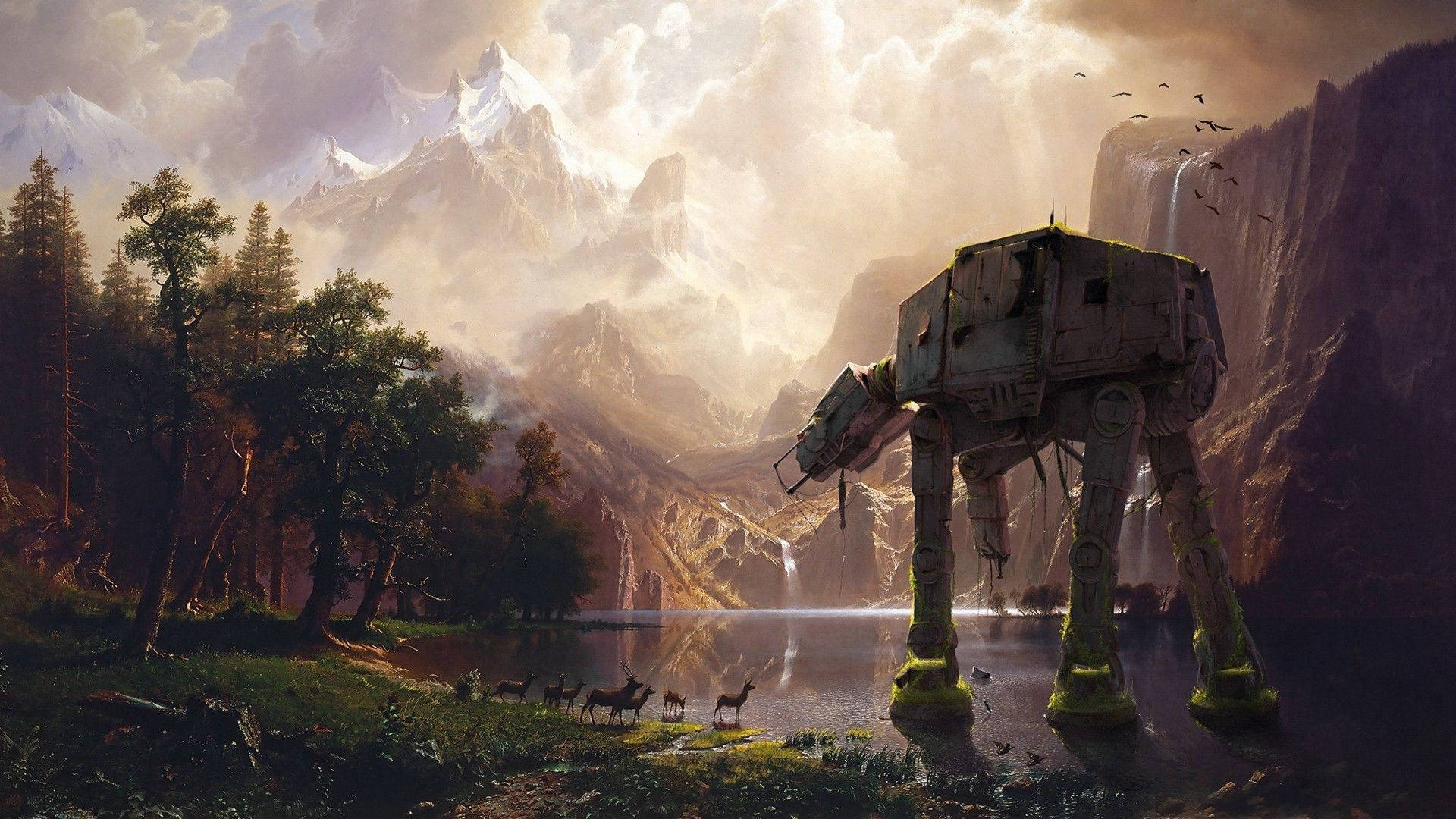 Old At-at Walker In Star Wars Landscape Wallpaper