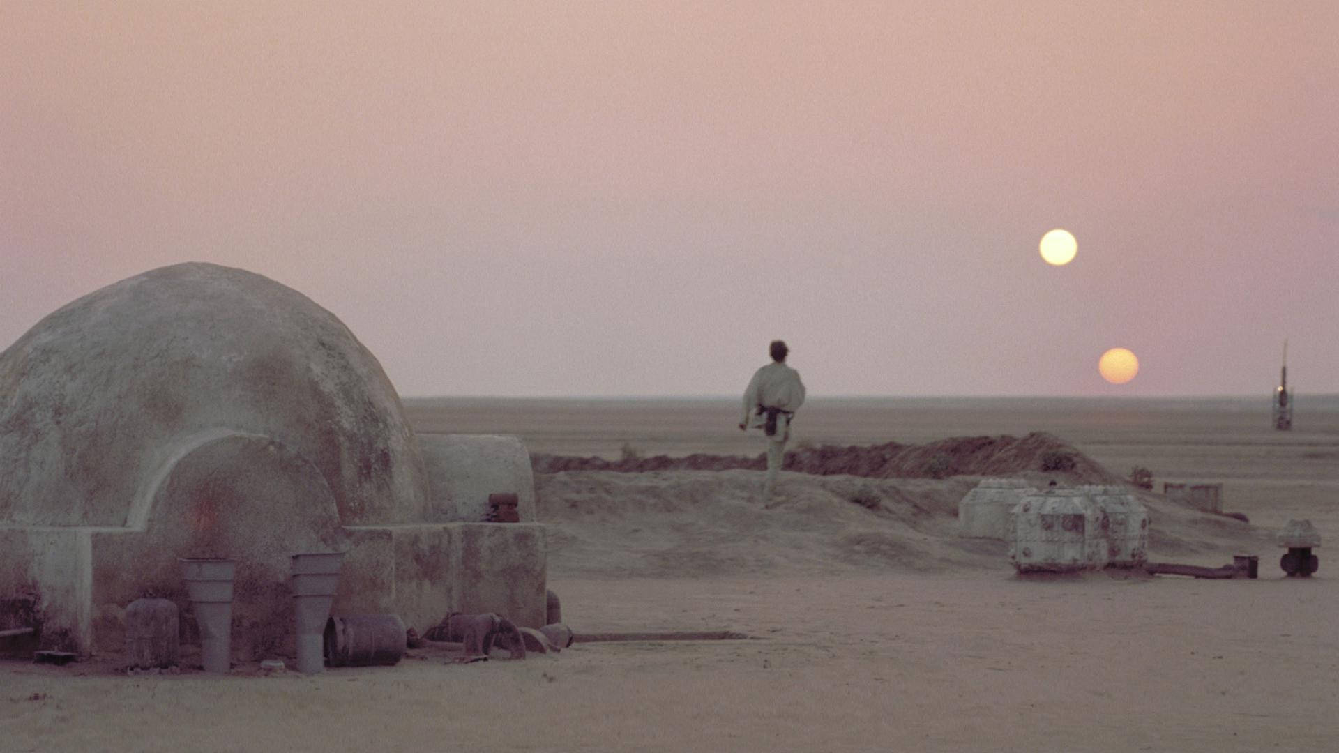 Star Wars Landscape With Binary Sunset Wallpaper