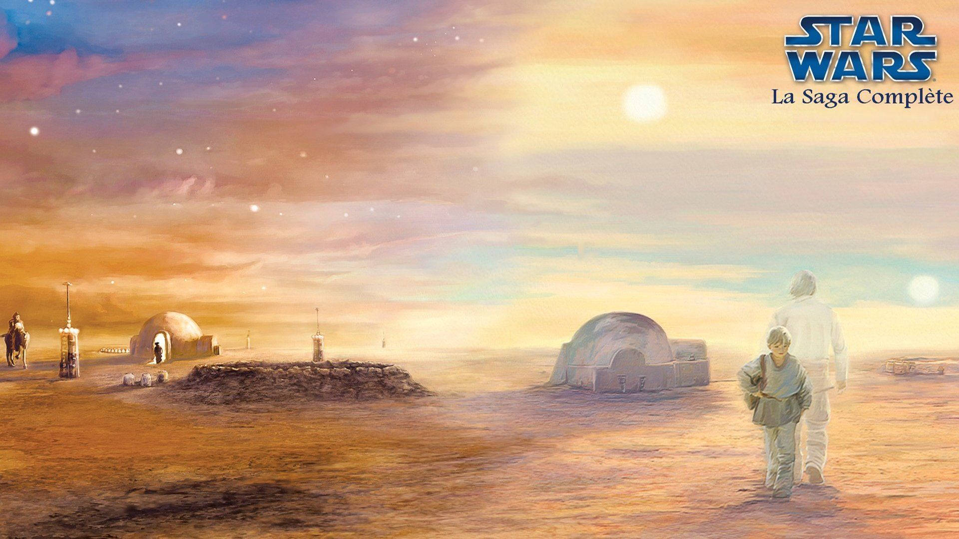 Tatooine Desert Star Wars Landskab. Wallpaper