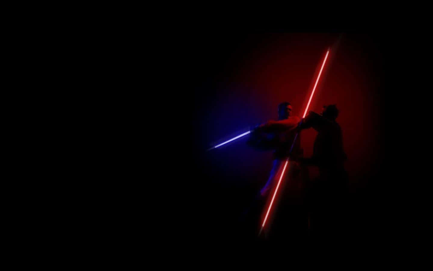 Darth Maul bevæger sig med sin røde dobbeltkantede lysåben i Star Wars. Wallpaper