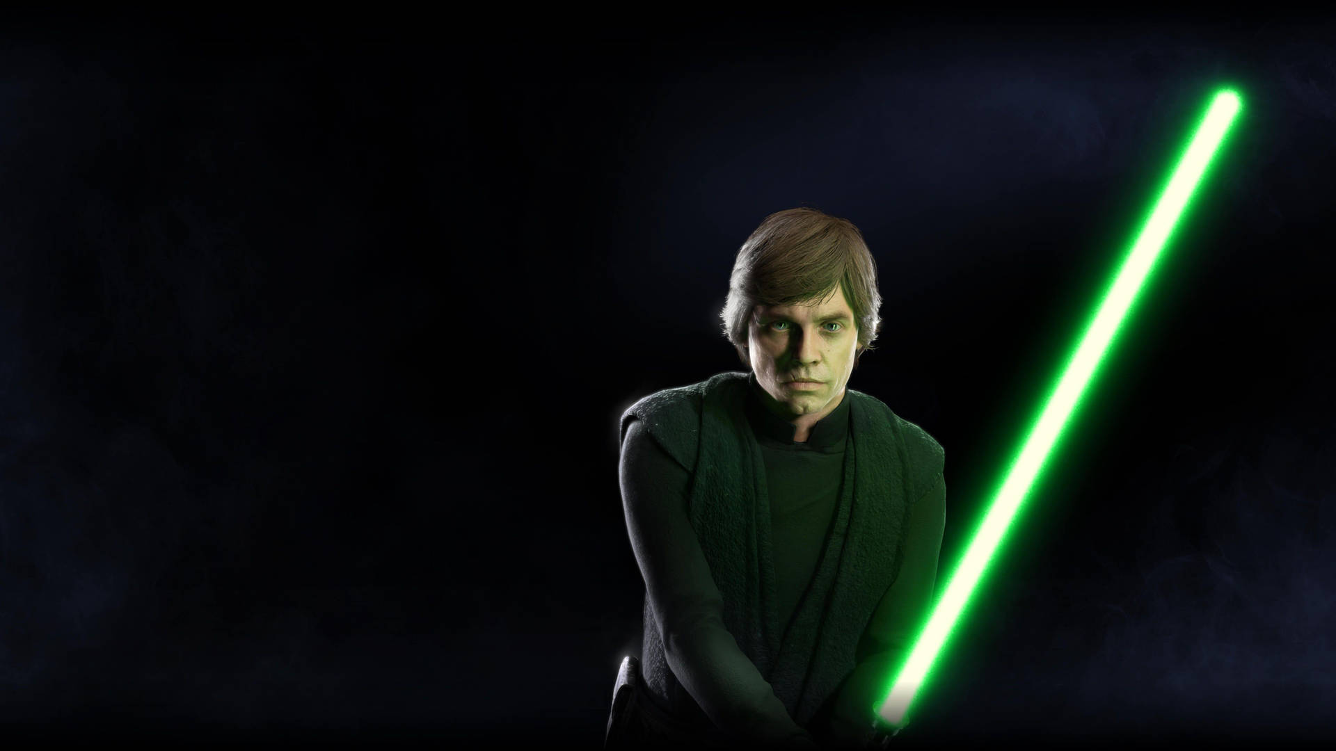 "Born to be a Jedi, Luke Skywalker wields a light saber like none other." Wallpaper