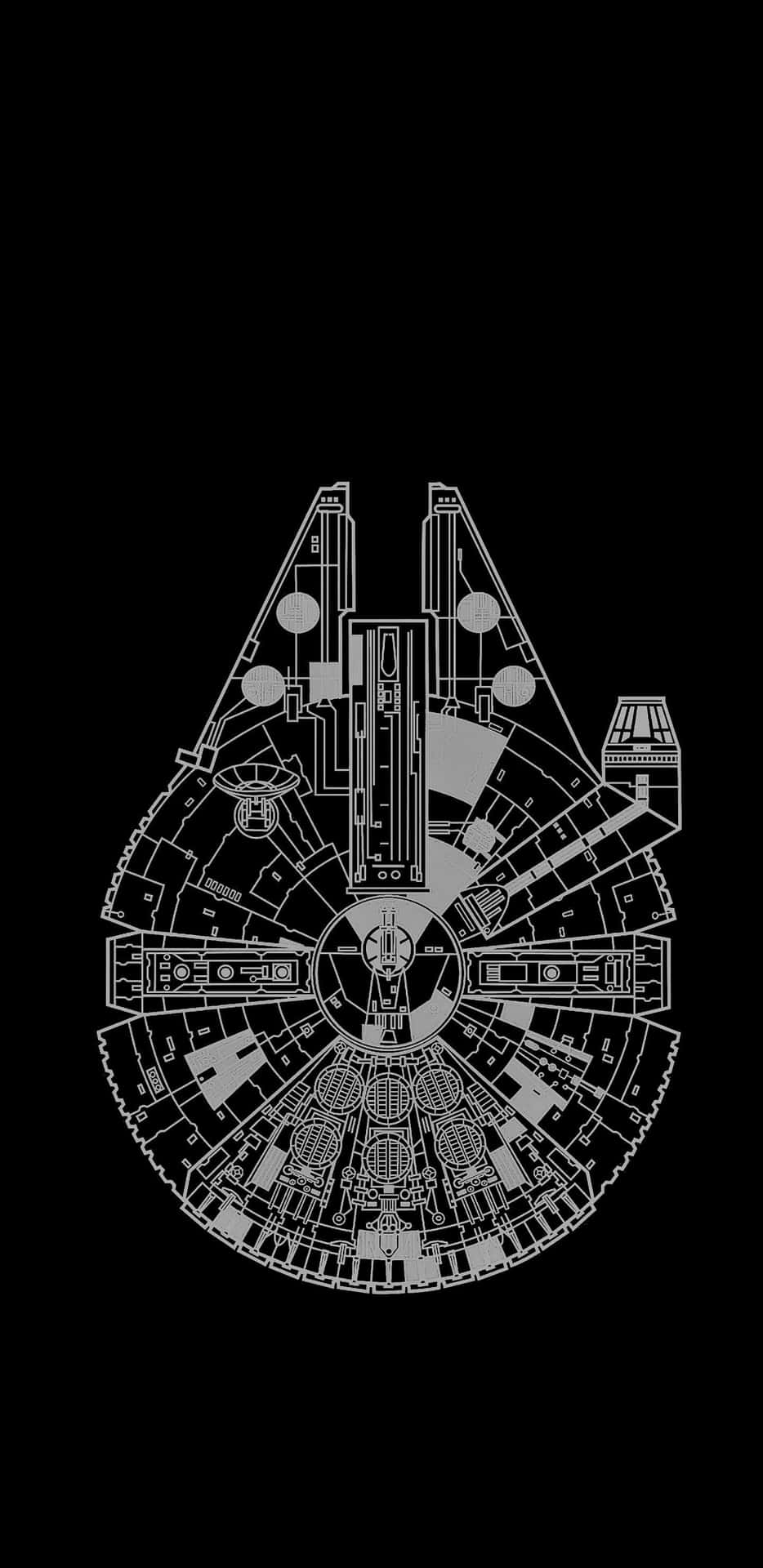 Et sort og hvidt Star Wars Millennium Falcon Wallpaper