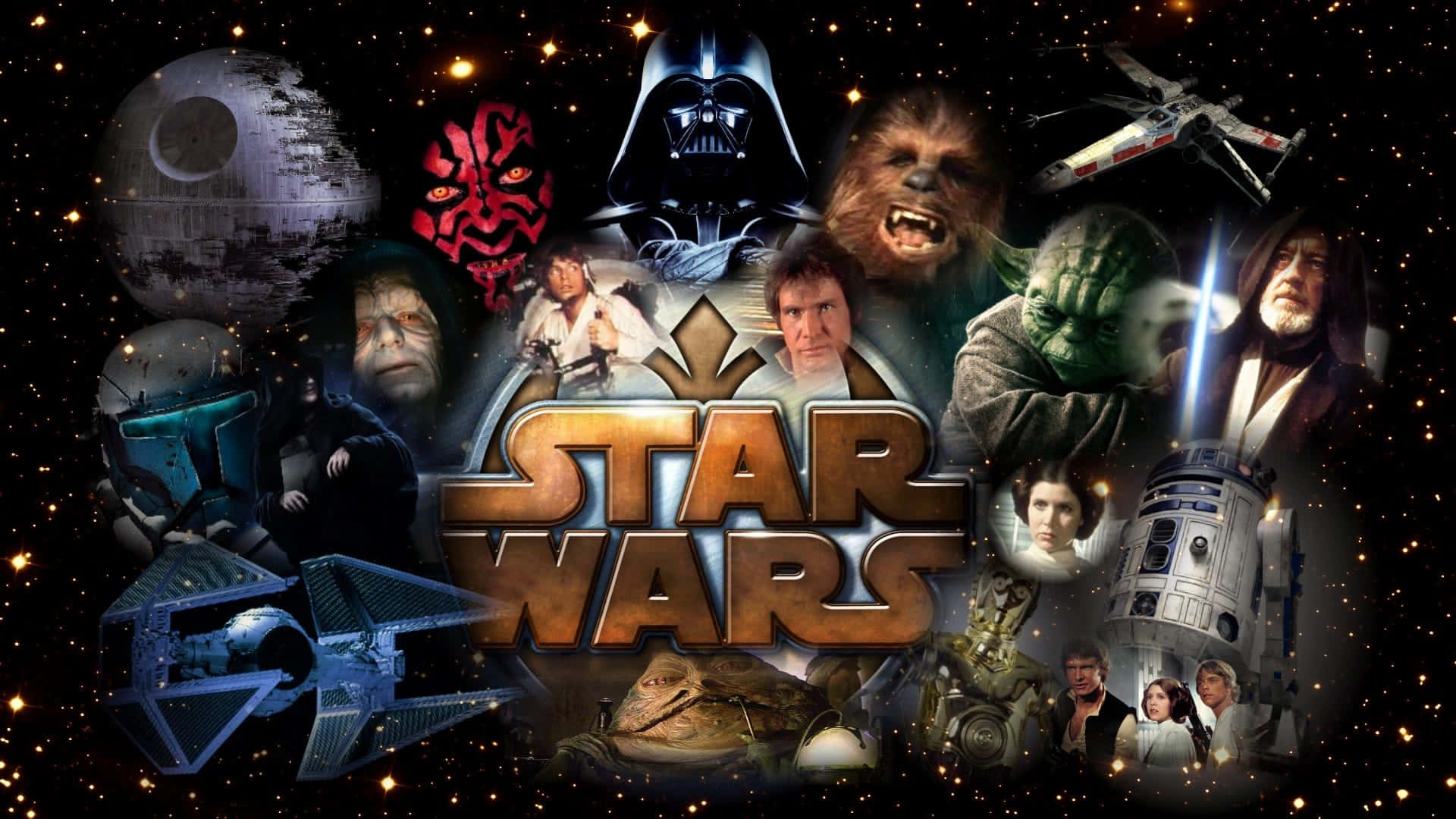 Star Wars Collage Of Characters Starry Sky Picture