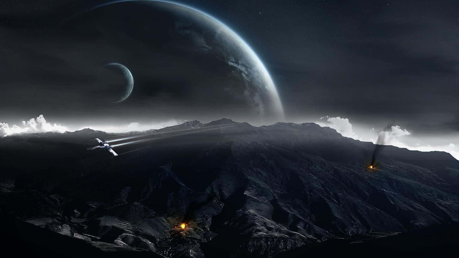 Star Wars Planet Landscapewith X Wing Wallpaper