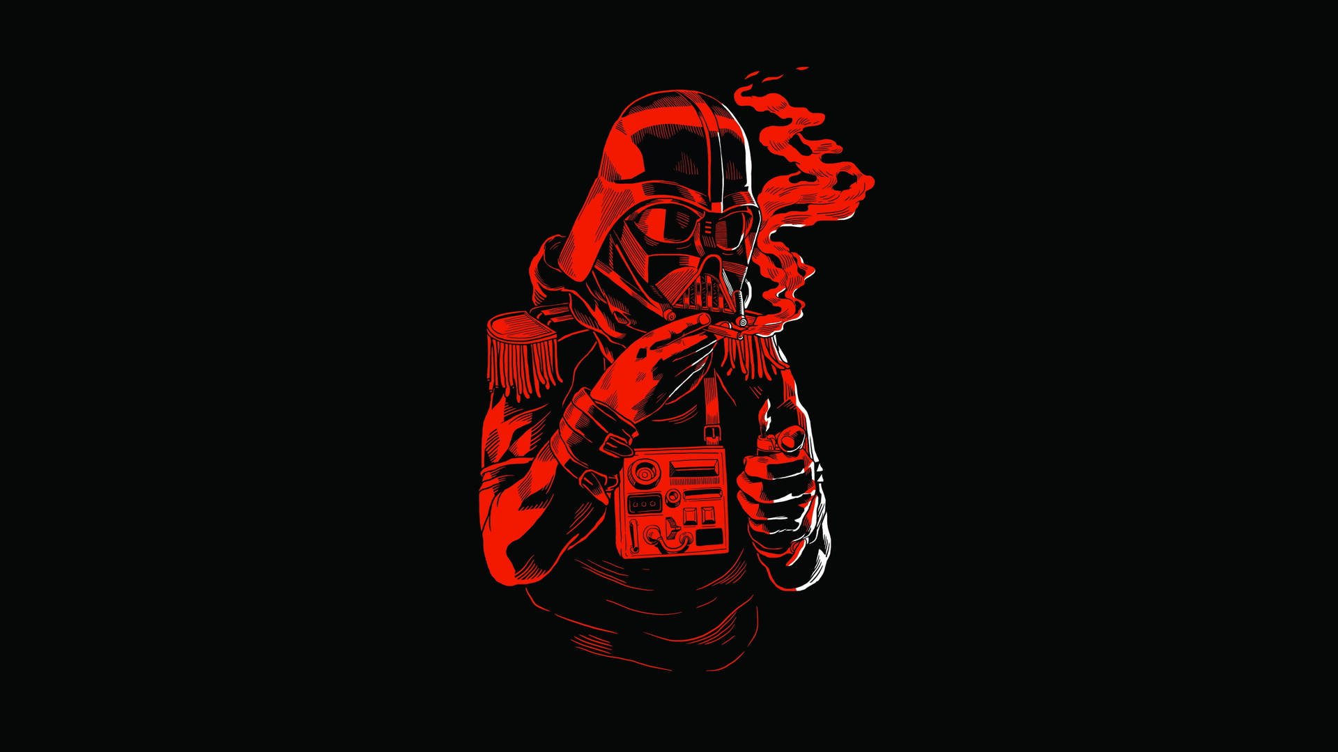 Stjärnornaskrig Röda Darth Vader Rökande. Wallpaper