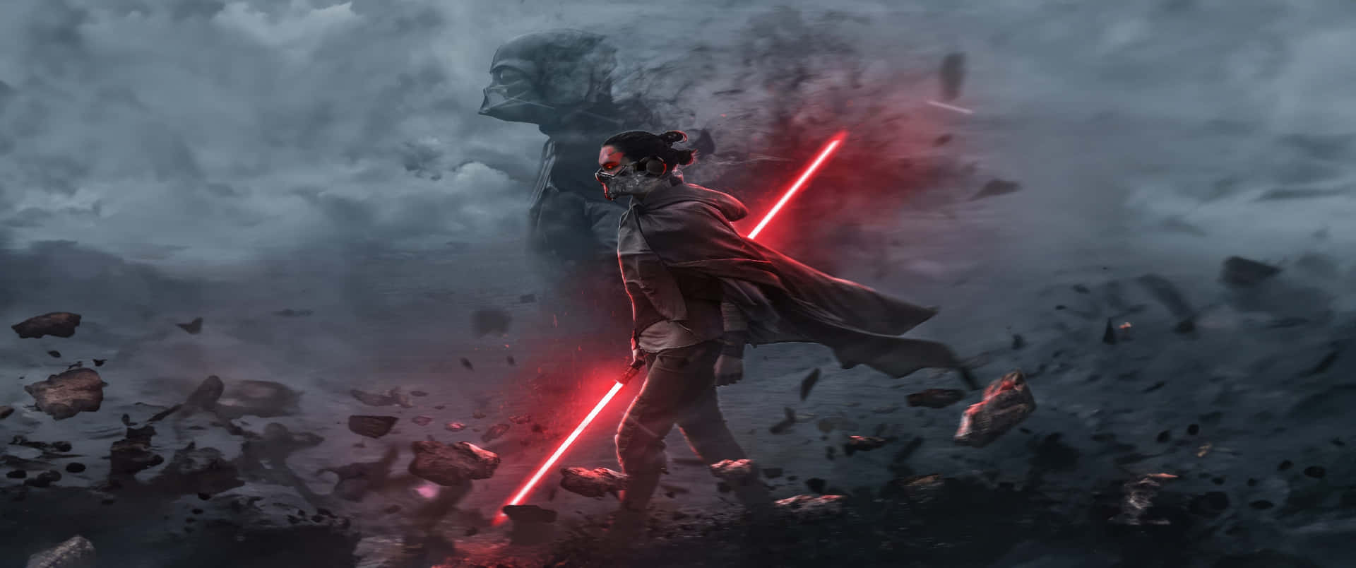 Star Wars Sith Lord Battle Scene Ultra Wide Wallpaper