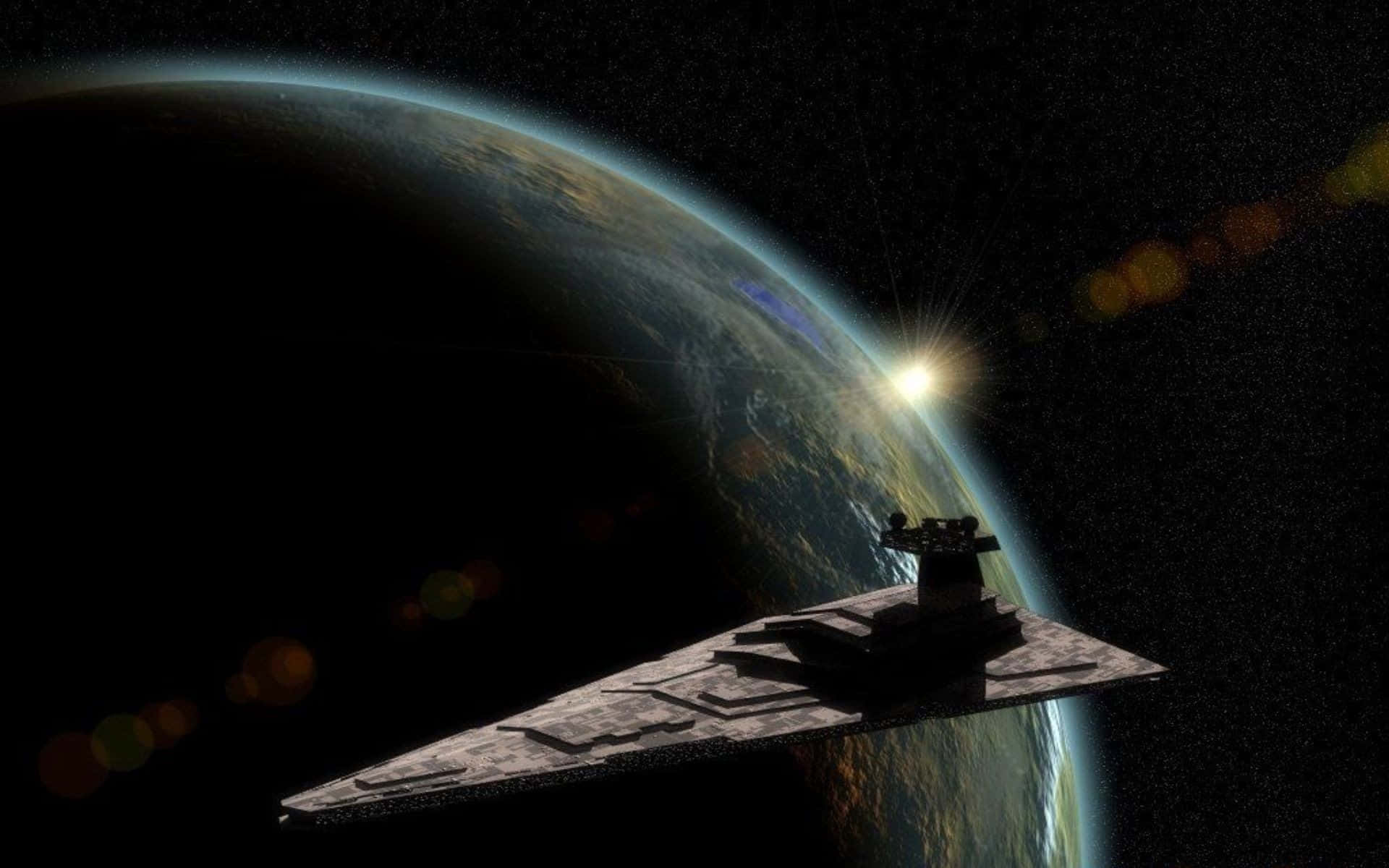 Star Wars Star Destroyer Orbiting Planet Wallpaper