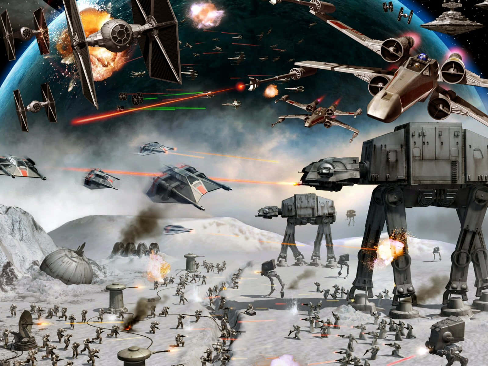 "Imperial forces face off with the X-Wing" Wallpaper