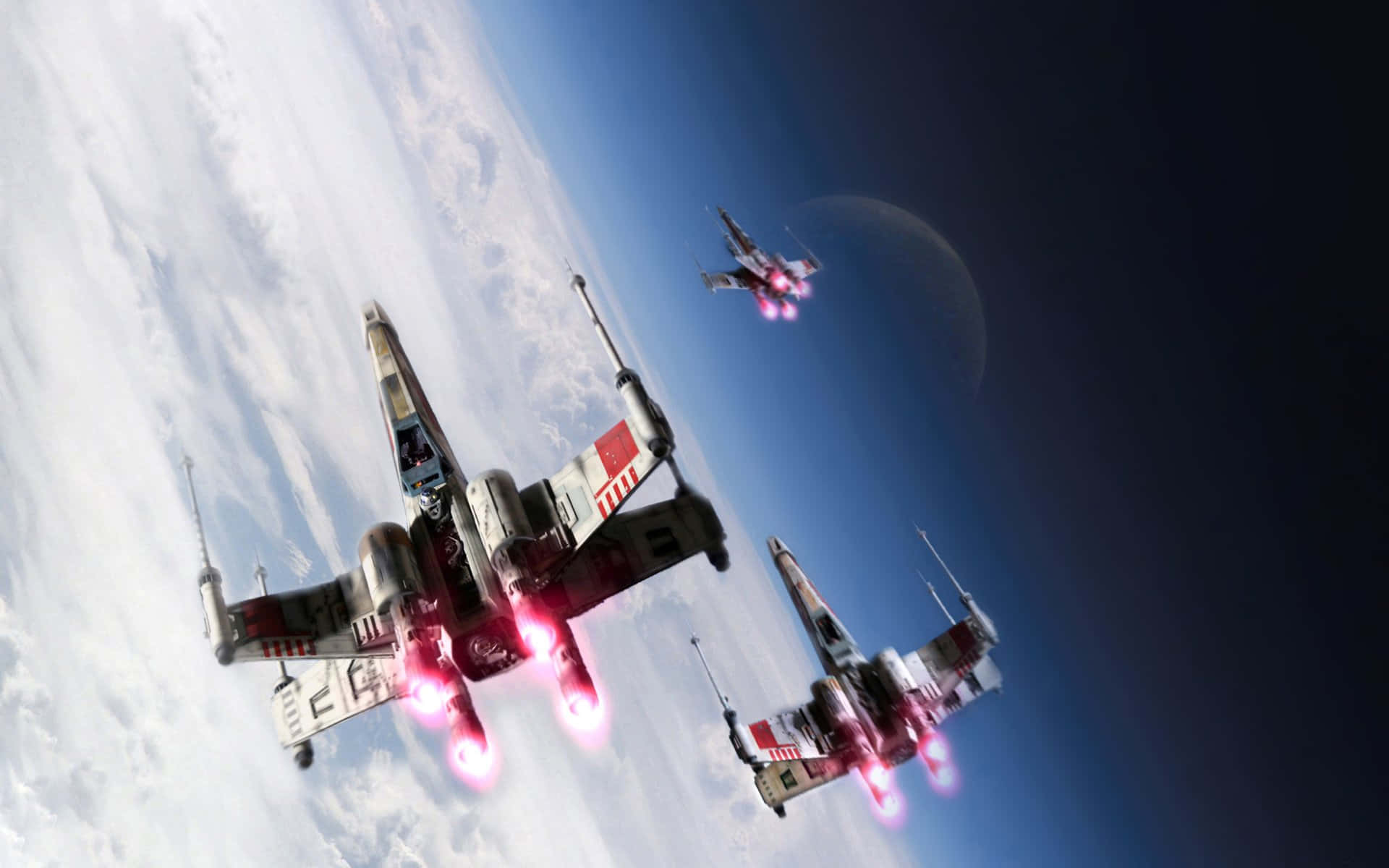 Fly Through the Galaxy in a Star Wars X-Wing Wallpaper