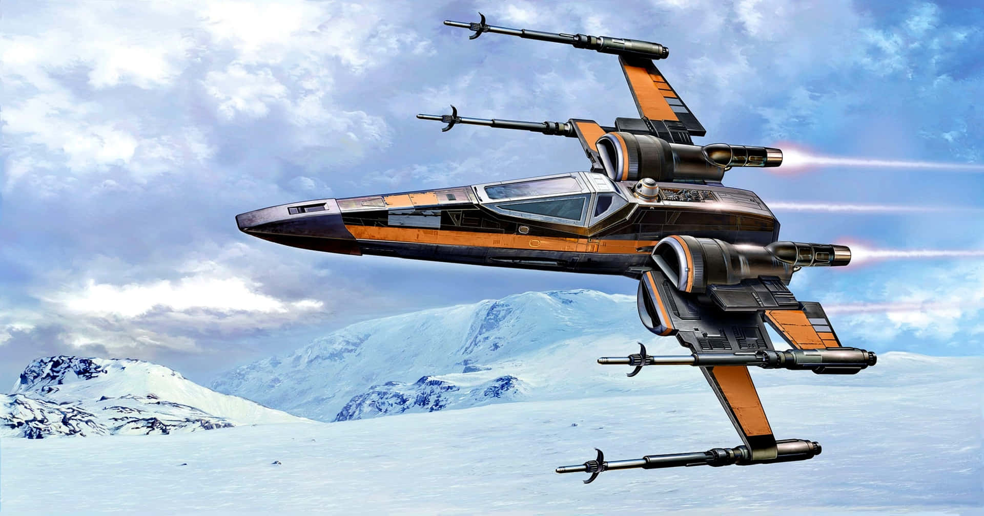 Take flight in a galaxy far, far away in a Star Wars X-Wing Wallpaper