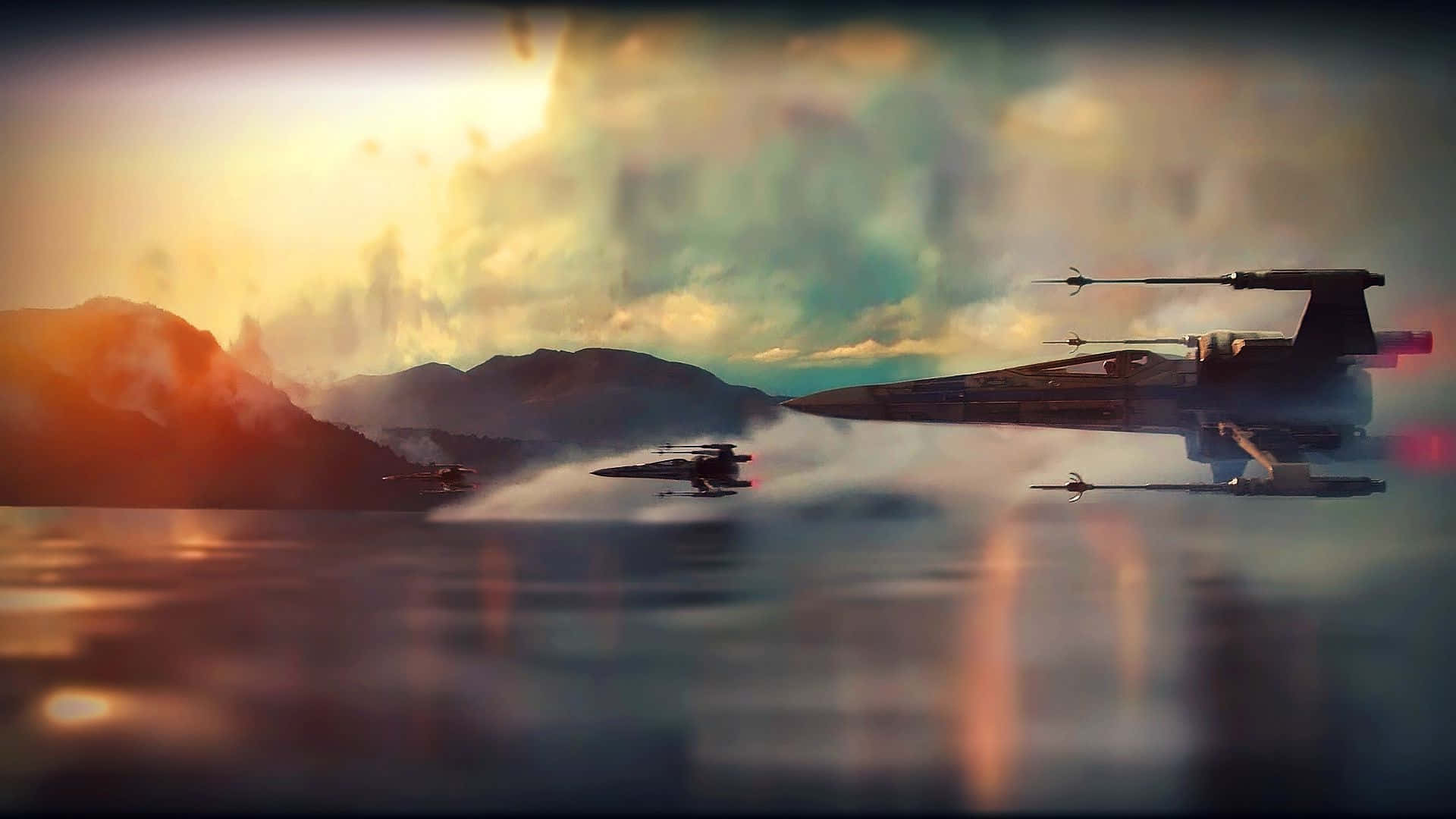 “Heroic Pilots Take Flight in Star Wars X Wing Fighter” Wallpaper