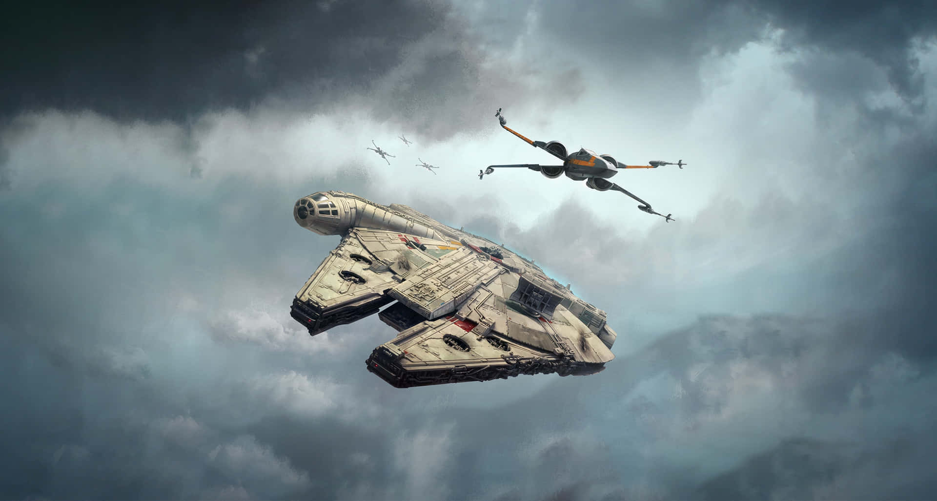 Flyv ind i Galactic Battles med X-Wing Fighter Wallpaper
