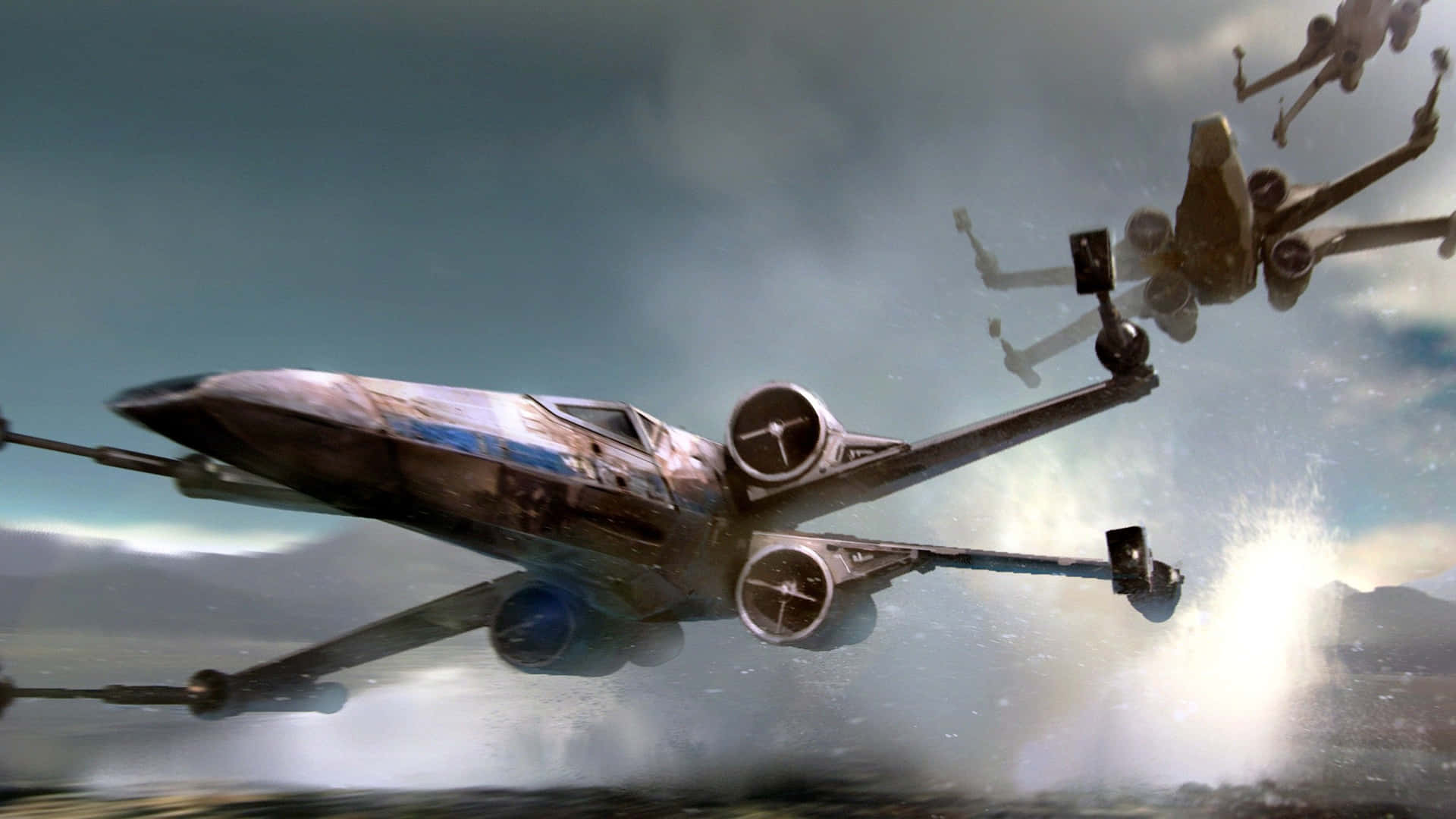Star Wars X-Wing Fighters flyver i luften Wallpaper