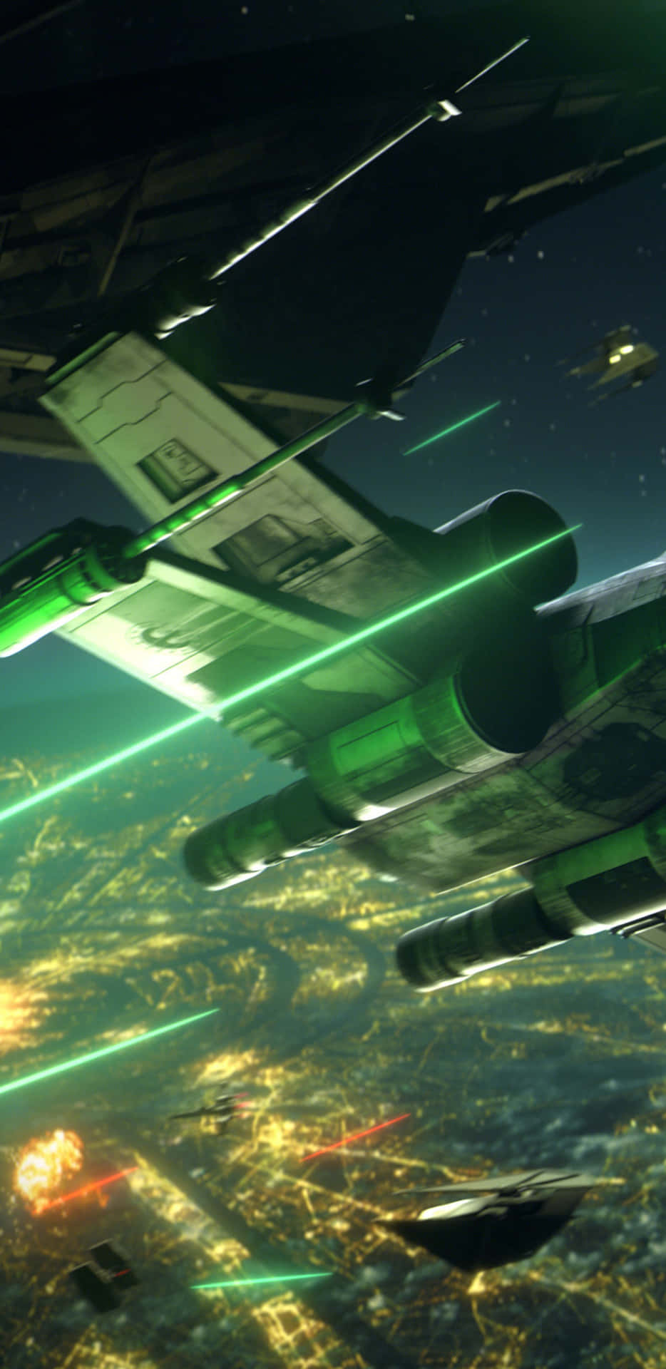Køre en X-Wing-rumskib gennem et asteroidefelt i en spektakulær stunt. Wallpaper