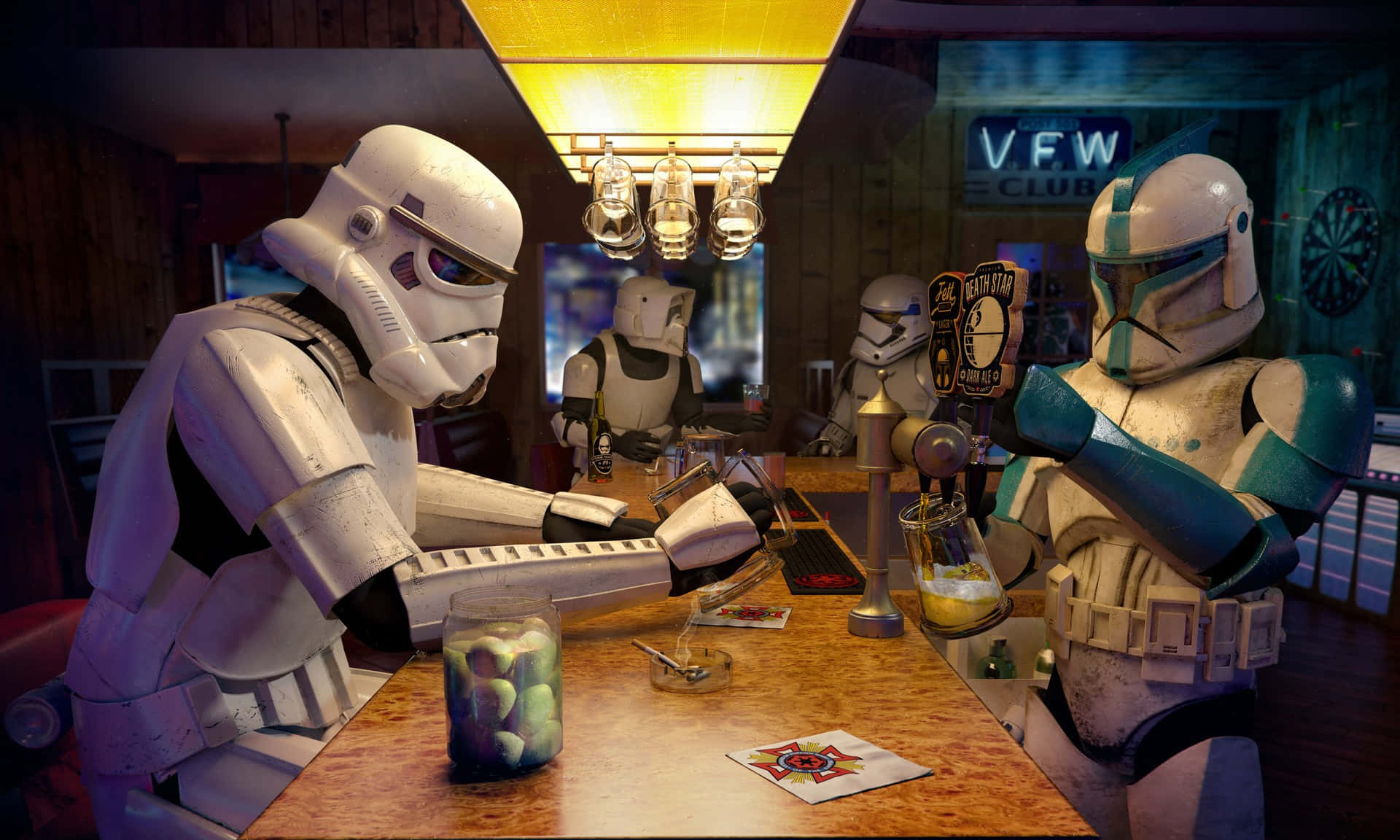 Fondode Pantalla De Star Wars: Stormtroopers En Un Bar De Zoom