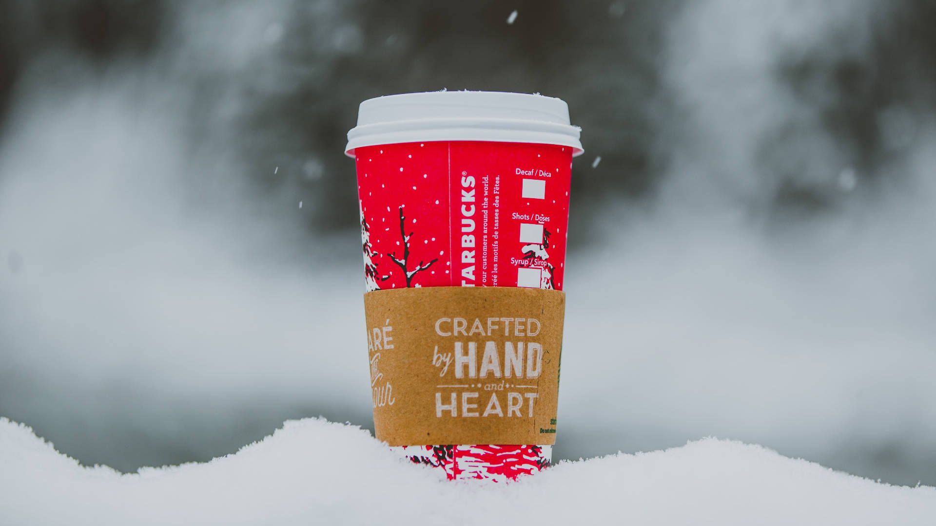 Starbucks Cup On Snow Wallpaper