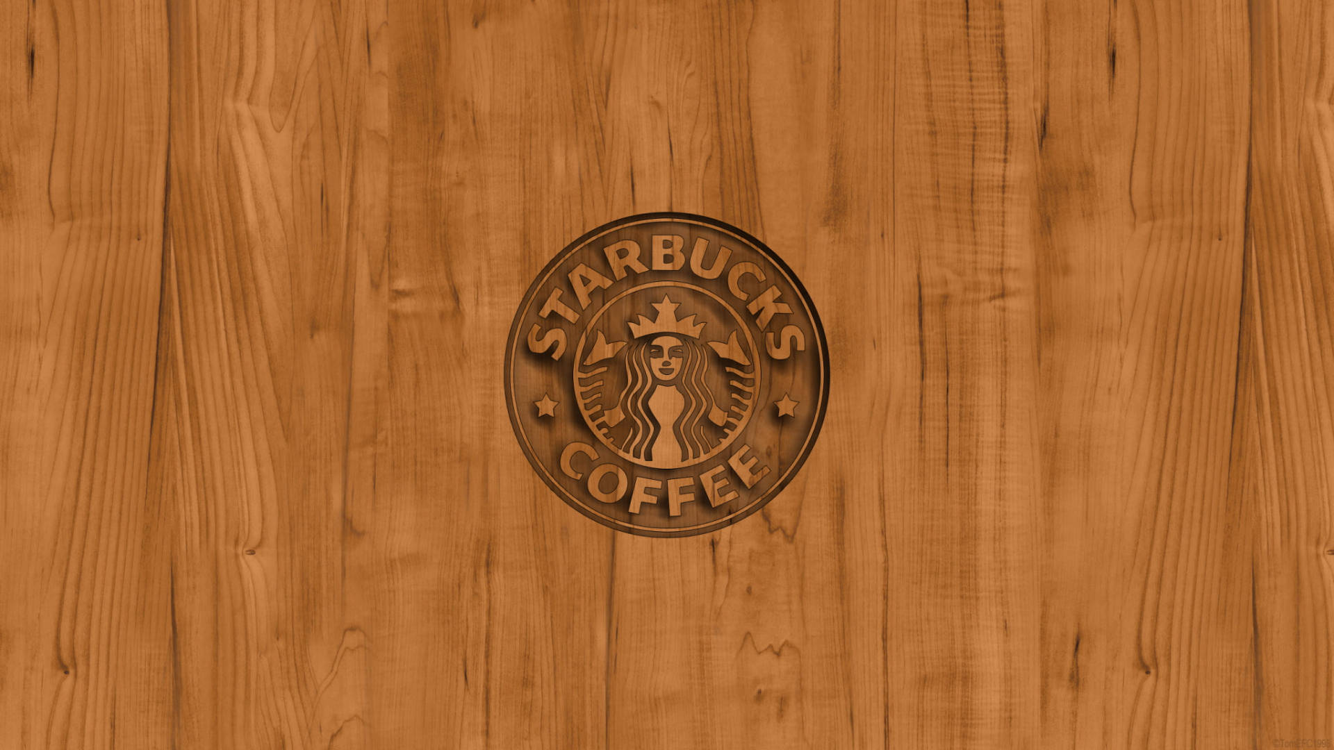 Starbucks Logo On Wood Wallpaper