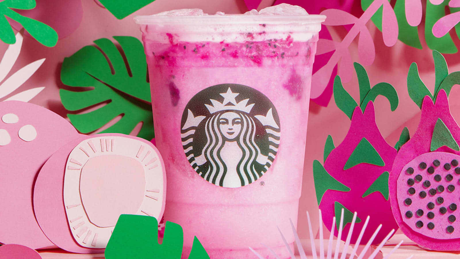 Starbucks Rosa Drage Frosne Drikke Wallpaper Wallpaper