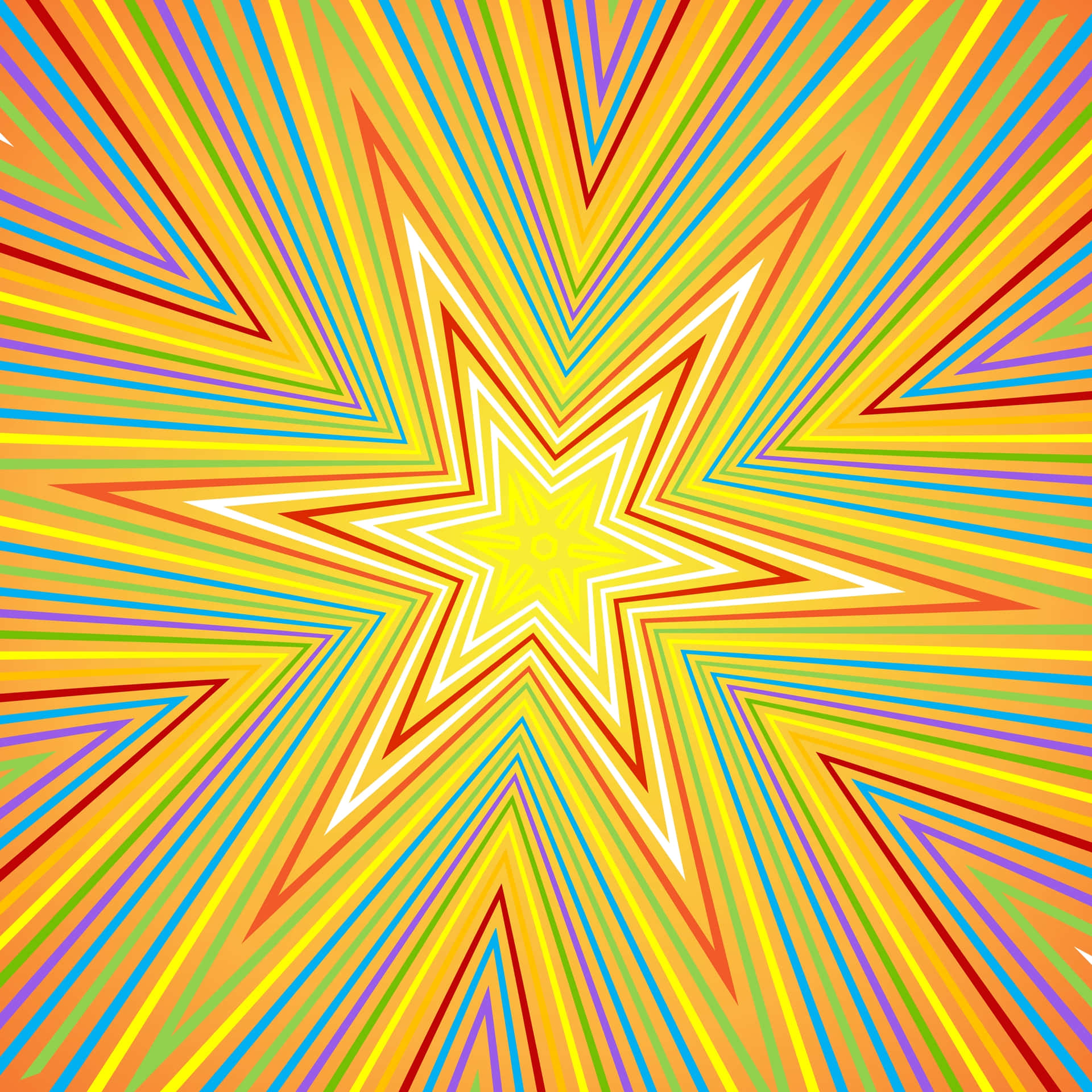 A Colorful Starburst Background With A Rainbow Background