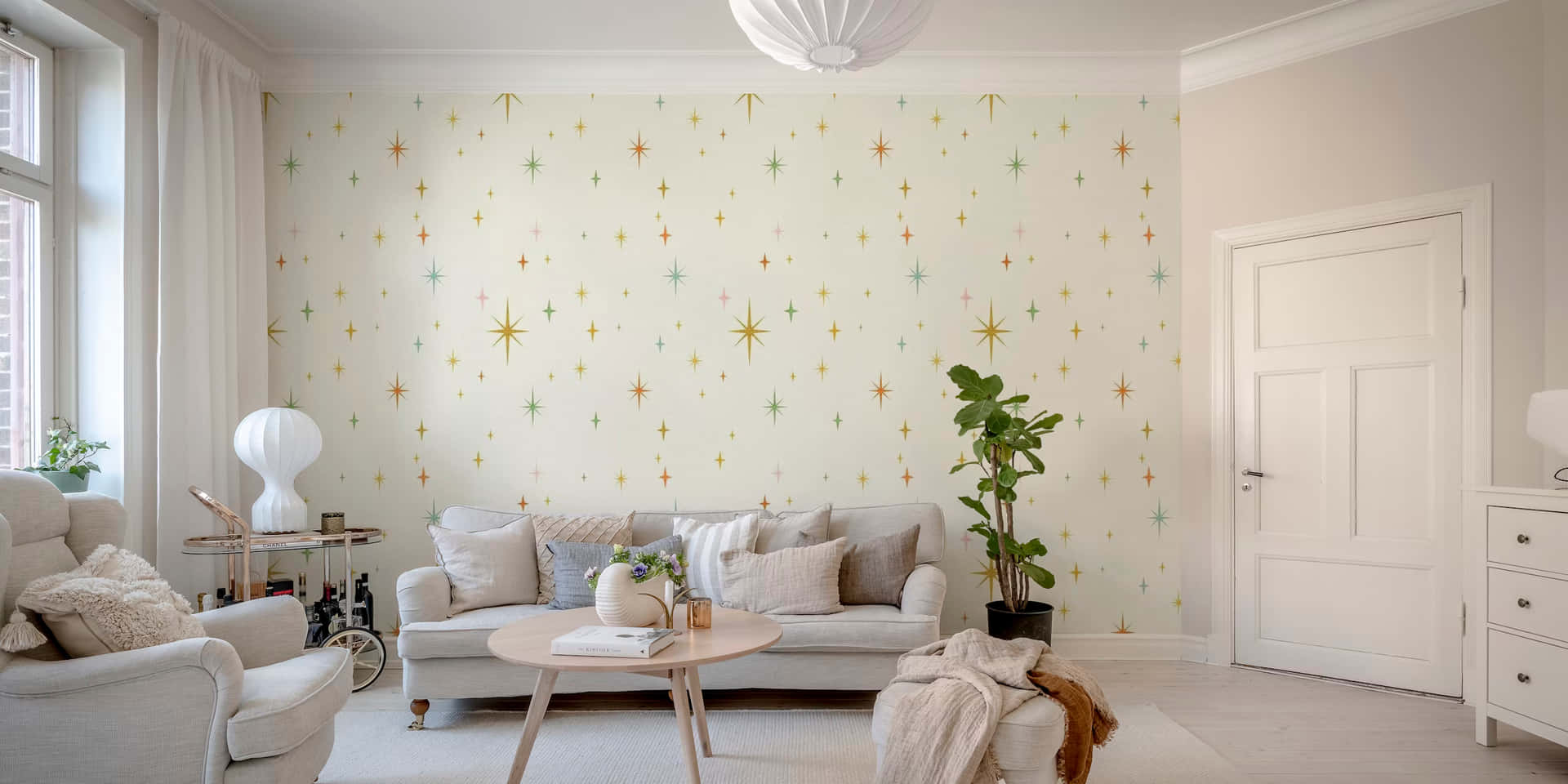 Starburst Pattern Wallpaper Living Room Decor Wallpaper