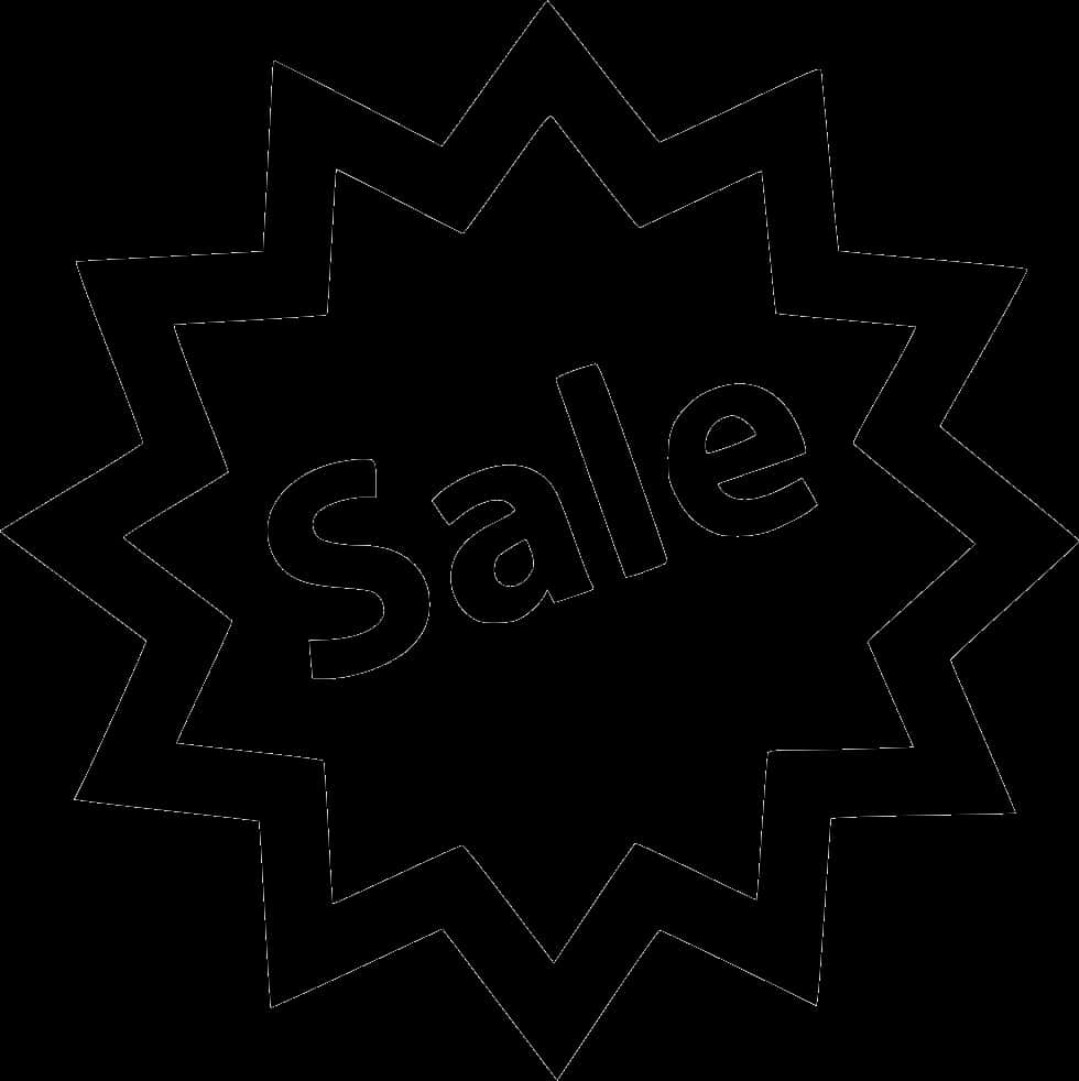 Starburst Sale Sign Blackand White PNG