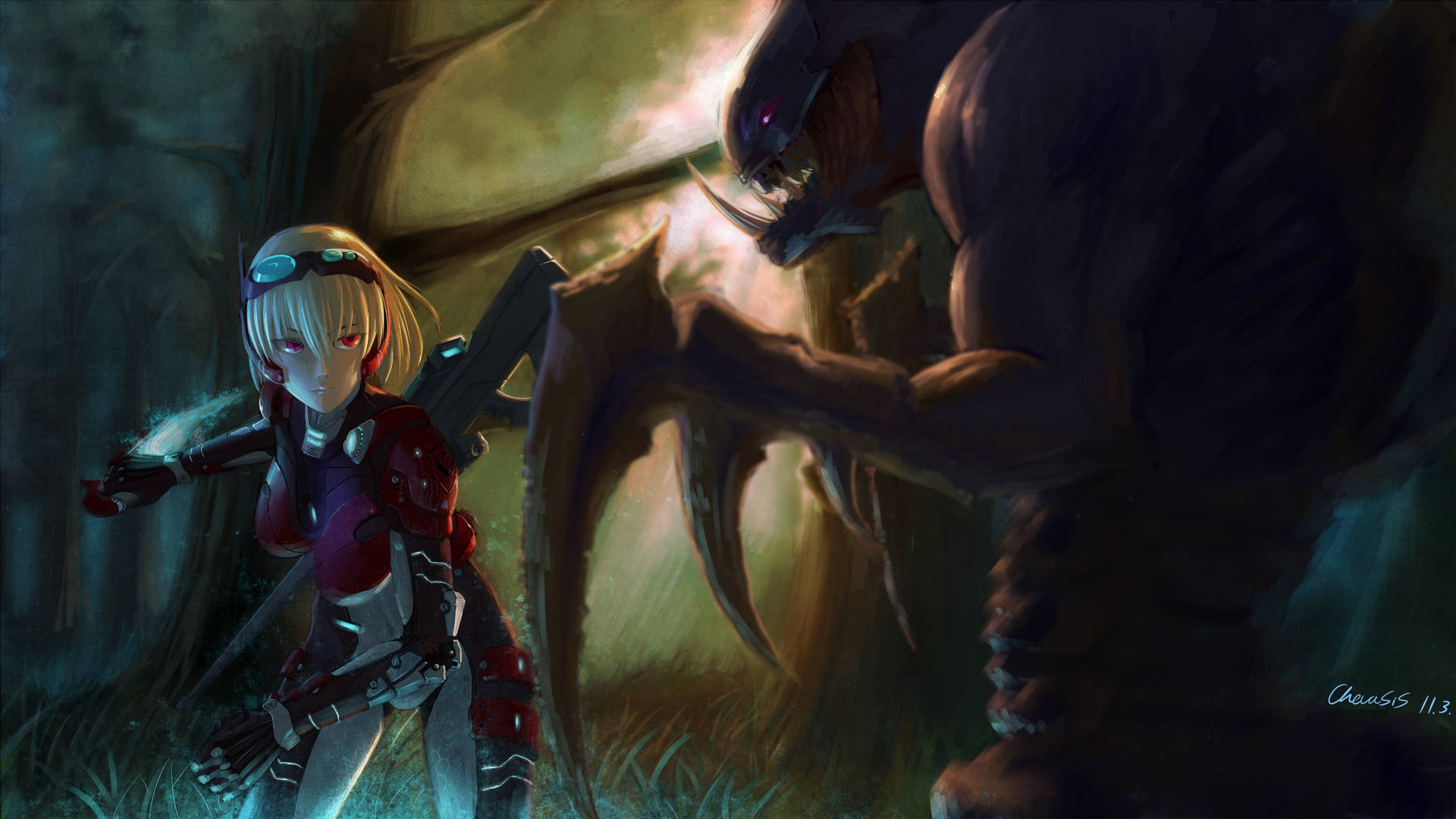 Starcraft 2 Monster With Anime Girl Wallpaper