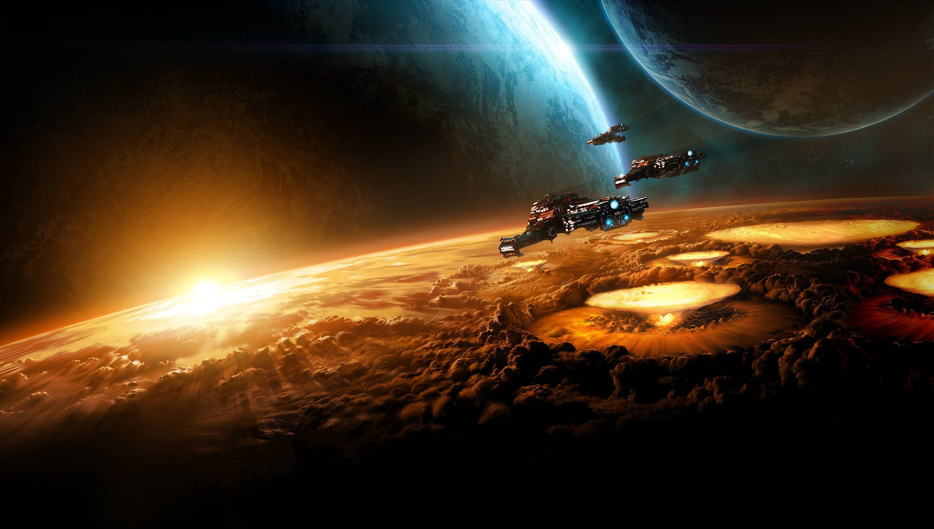 Starcraft 2 Spaceship Galaxy Wallpaper