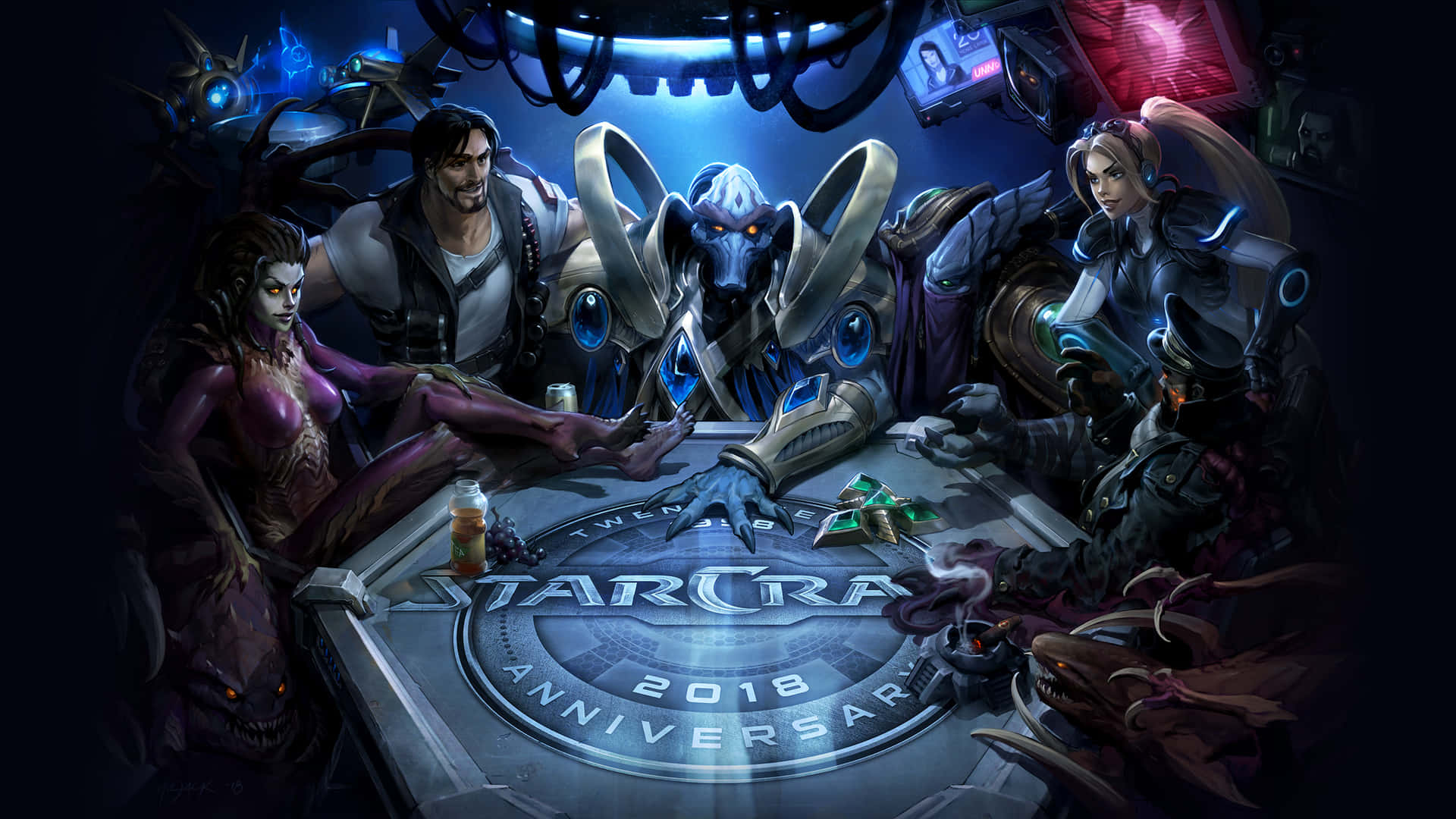 Epic Battle Scene with Iconic StarCraft Characters Wallpaper