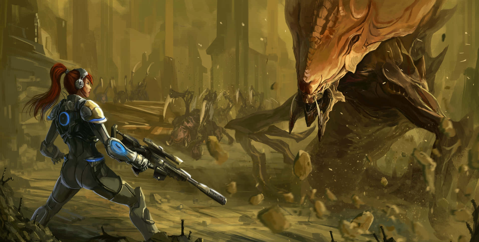 Epic Starcraft Characters in Action Wallpaper