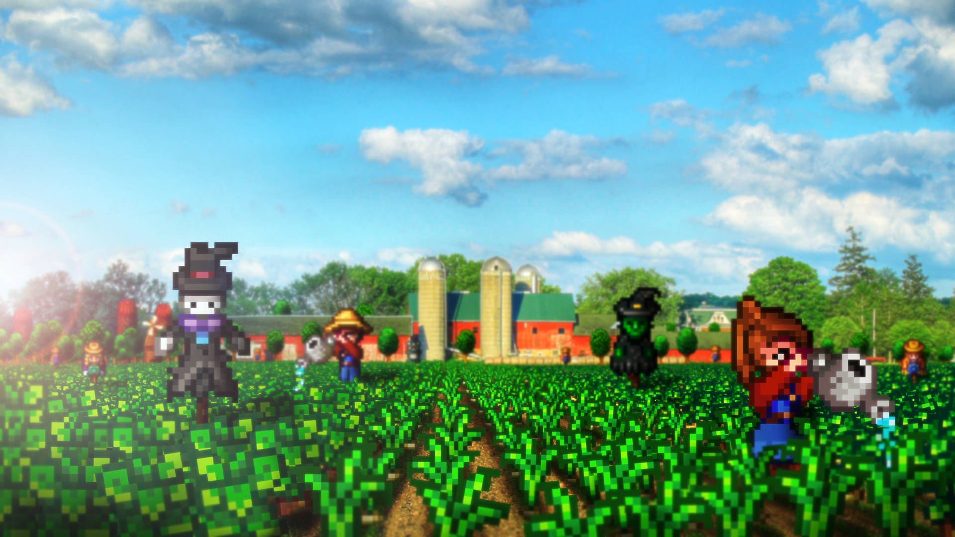 Stardew Valley Pixel Farm Landscape Wallpaper