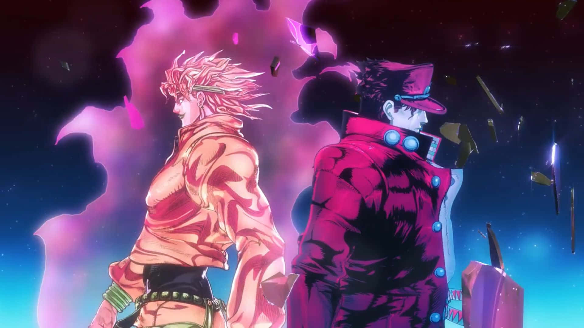 Episke Kamp-scener Med Jotaro Kujo Og Hans Allierte I Stardust Crusaders Bakgrunnsbildet