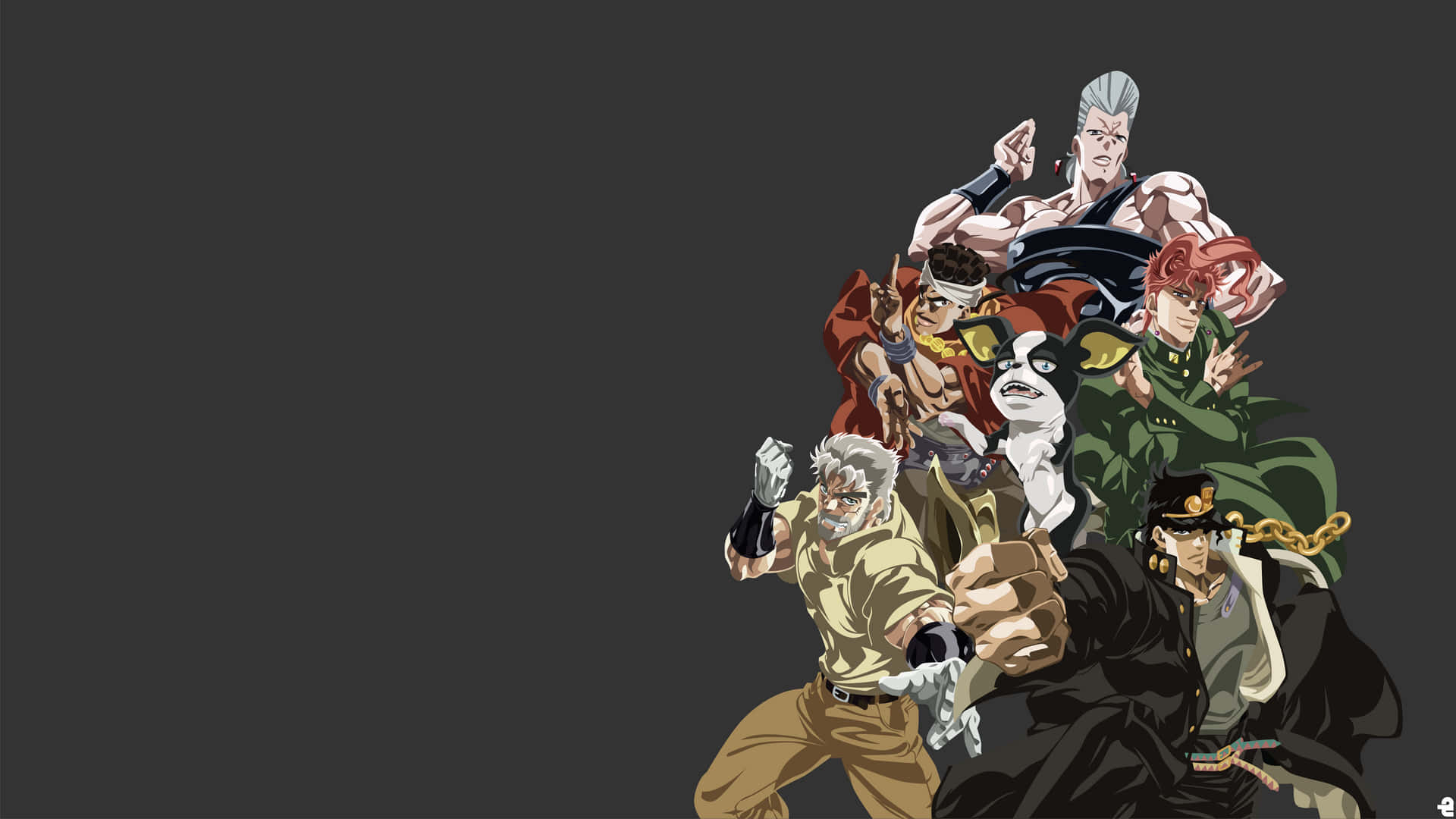 The Stardust Crusaders Team in Action Wallpaper