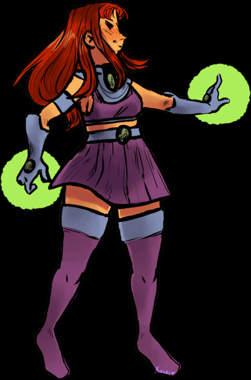 Starfire_ Animated_ Character_ Pose PNG