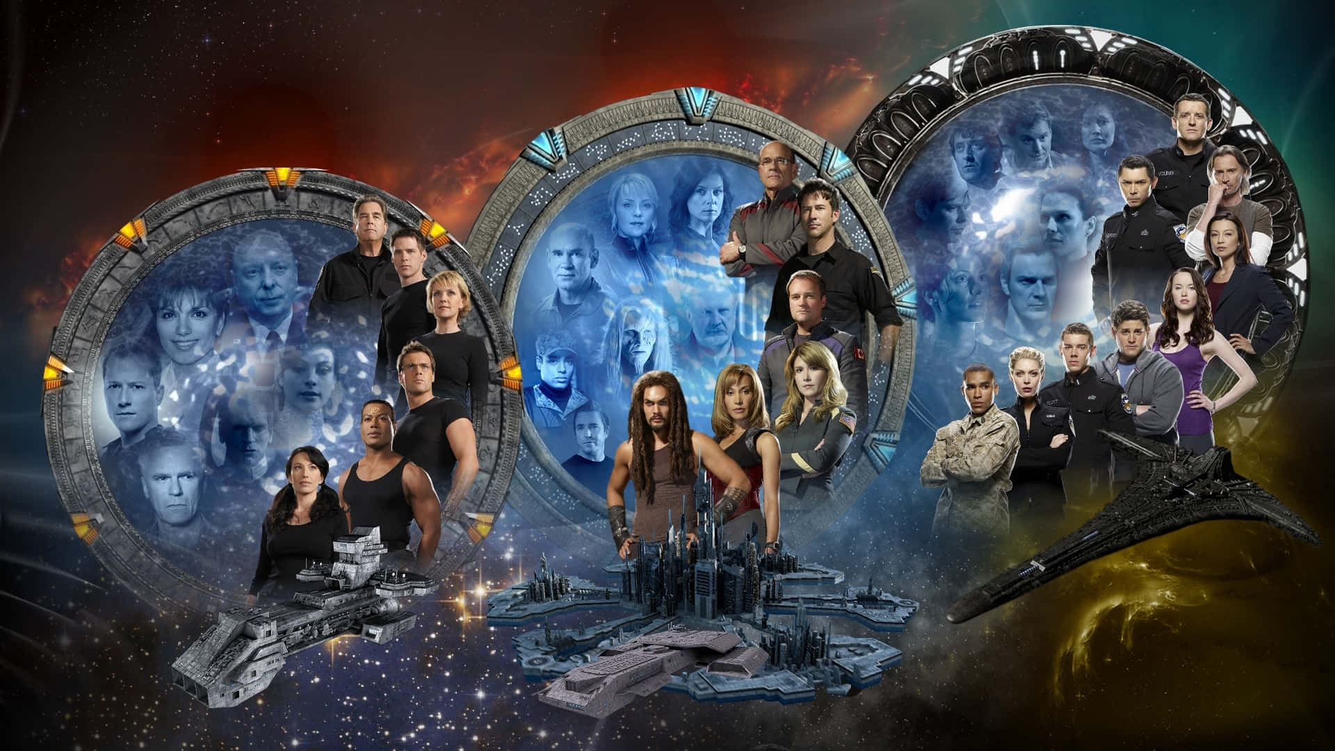 Et ikonisk syn af Stargate fra det populære tv-show. Wallpaper