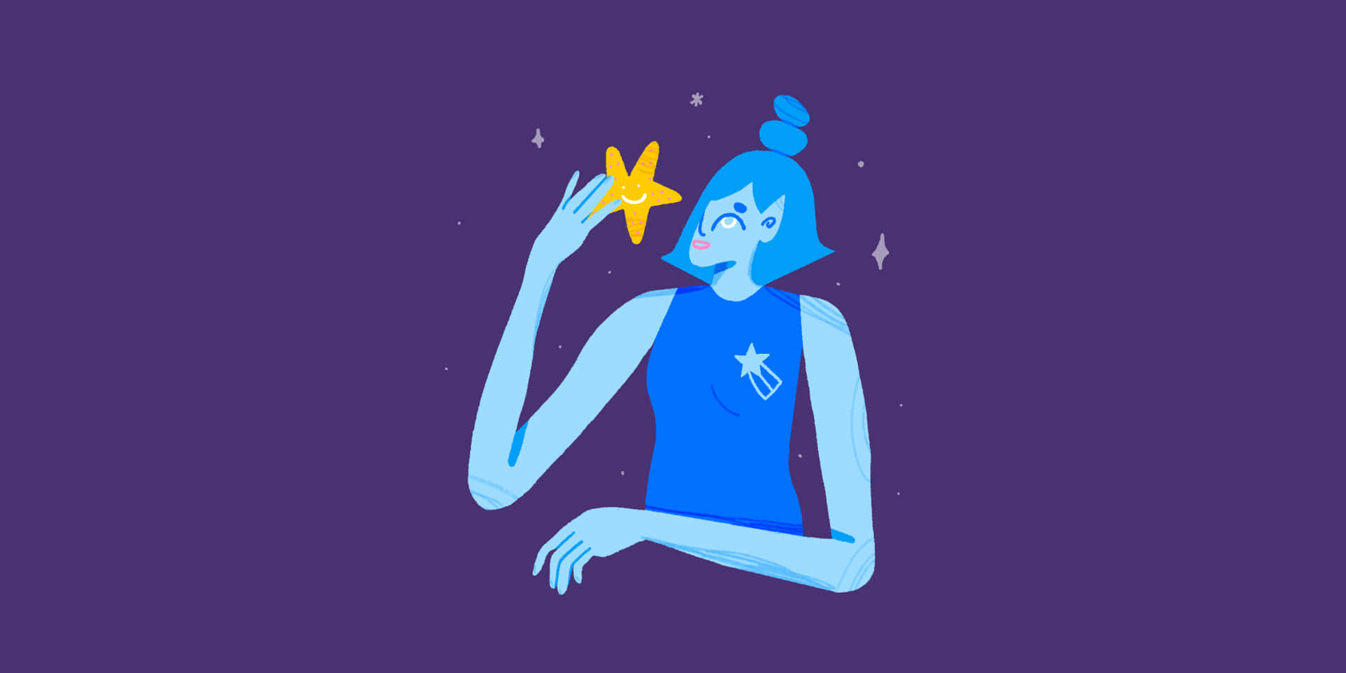 Stargazing Blue Character Illustration Wallpaper